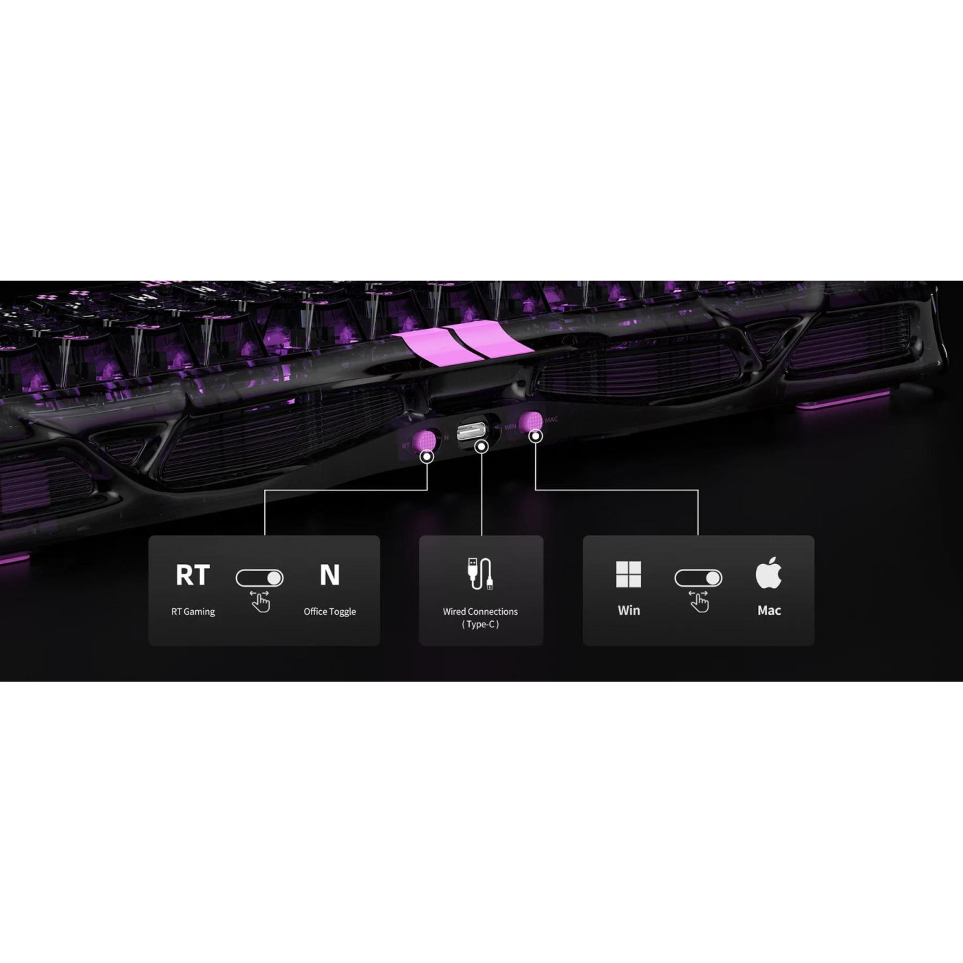 Клавиатура GravaStar Mercury K1 Lite 80keys BSUN Grey BT/WL/USB Transparent Black (GSV75LITE_XTAL_BLK)