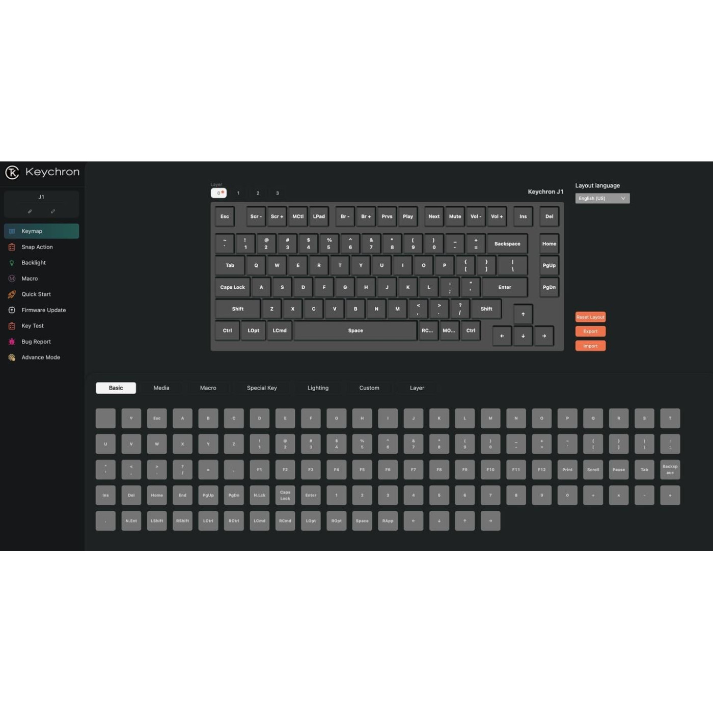 Клавиатура Keychron J1 82Key K pro Banana WL/BT/USB-A QMK Hot-swap EN/UKR RGB Black (J1-H4-UA)