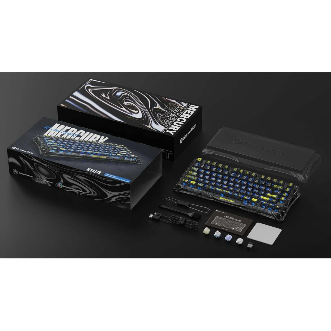 Клавіатура GravaStar Mercury K1 Lite TKL Black (GSK1LITE_XTAL_BLK)