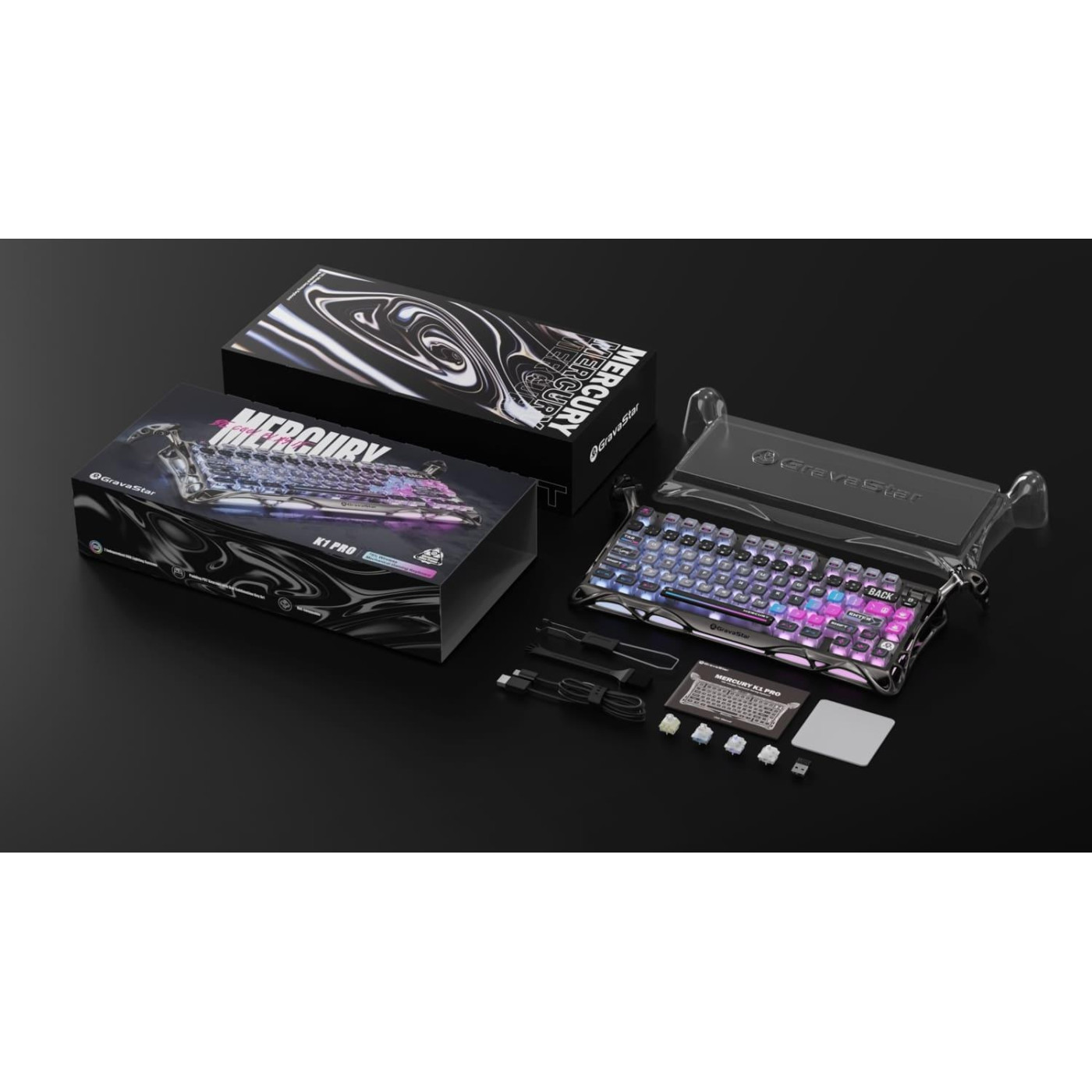 Клавиатура GravaStar Mercury K1 Pro TKL Black Cyberpunk Special Edition (GSK1PRO_CBLK)