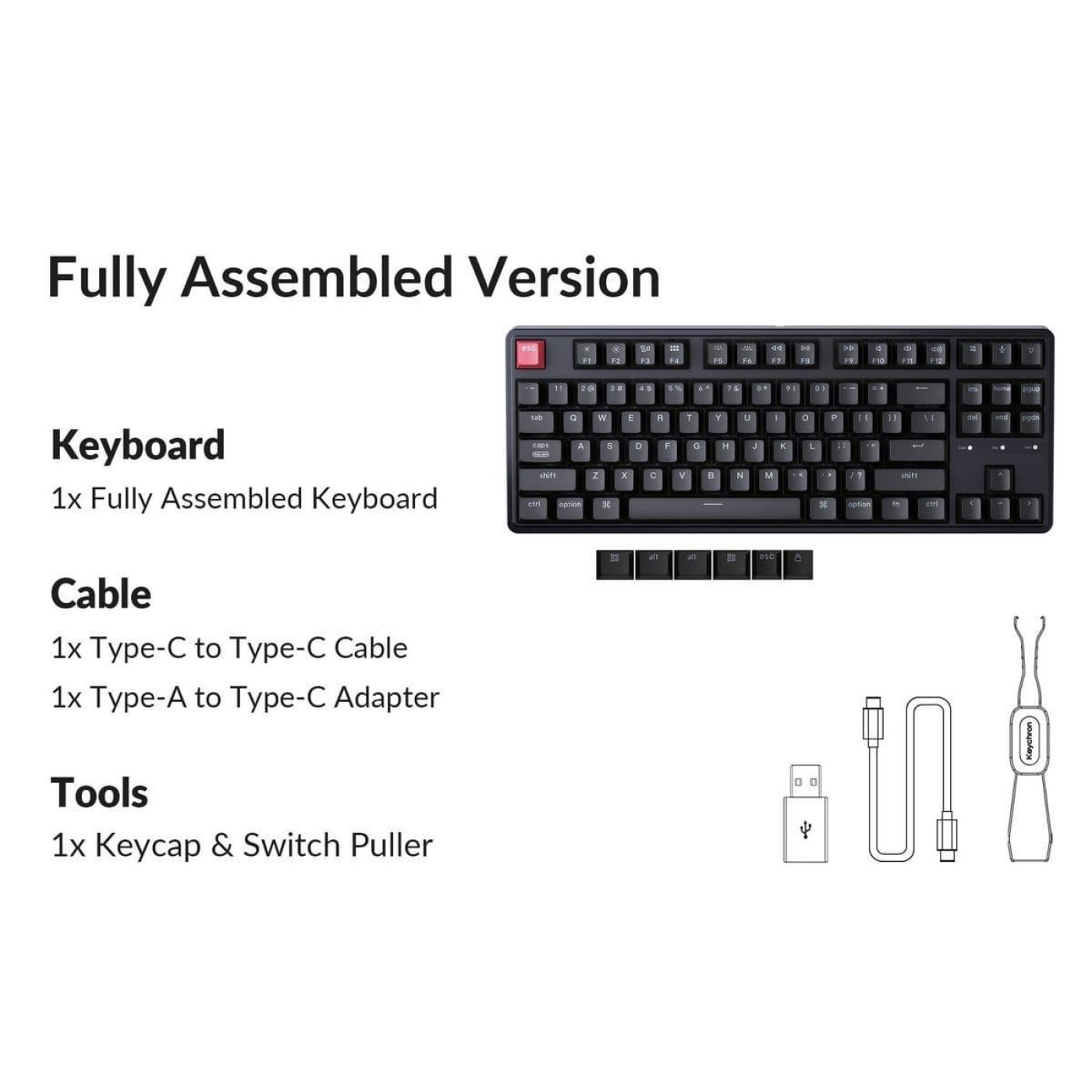 Клавиатура Keychron C3 Pro V2 87Key K pro Brown USB-A QMK Hot-swap 8K EN/UKR RGB Black (C3PX-H3-UA)