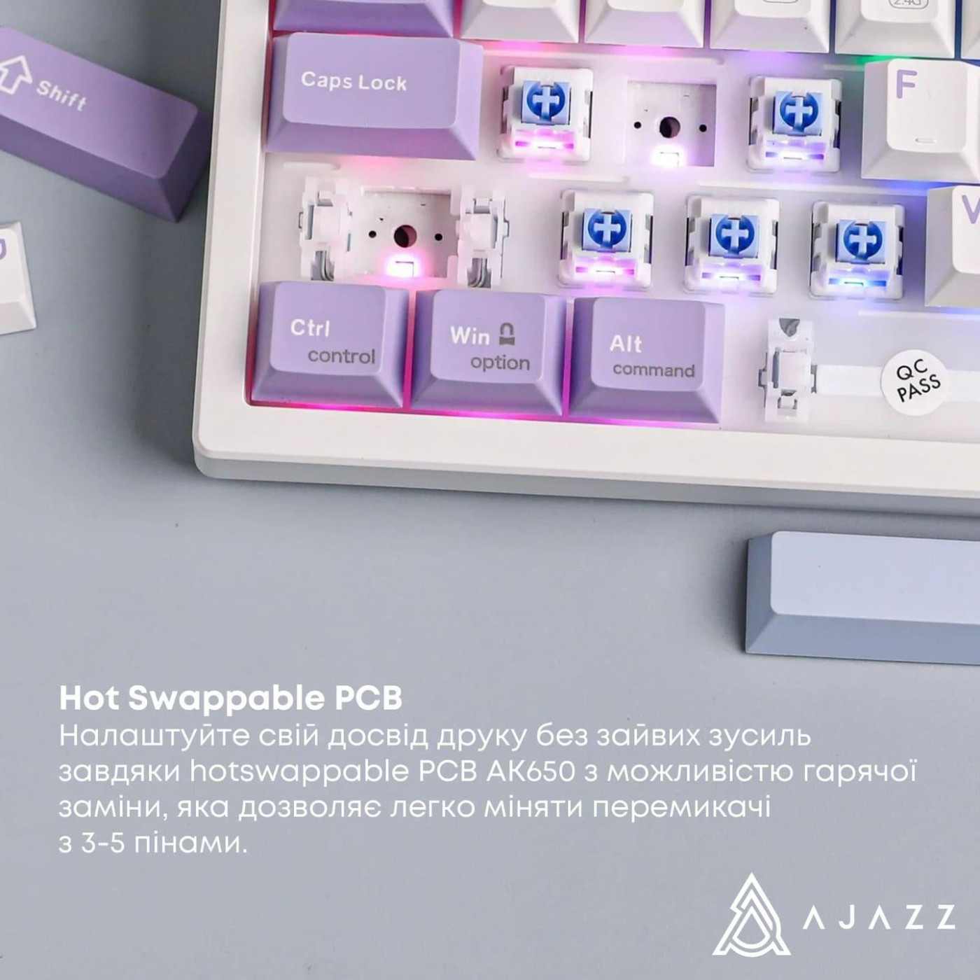 Клавіатура Ajazz AK650 Flying Fish Switch Purple (AK650-FF-PWB)