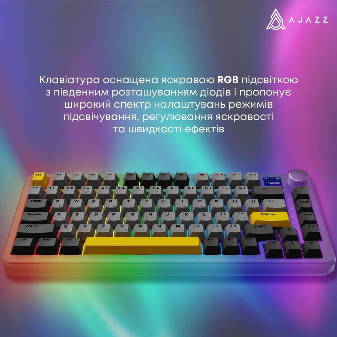 Клавіатура Ajazz AK820 MAX Magnetic Switches Black (AK820MAX-M-BGY) U2