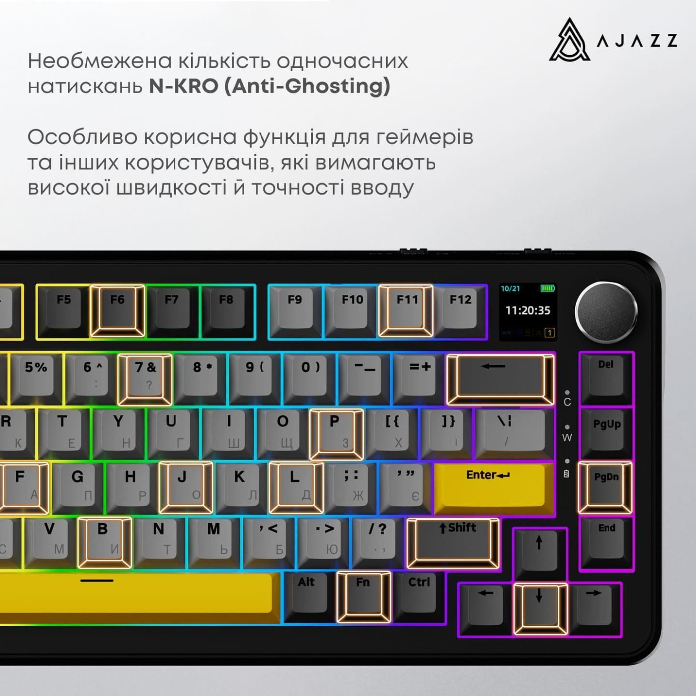 Клавіатура Ajazz AK820 MAX Magnetic Switches Black (AK820MAX-M-BGY) U2