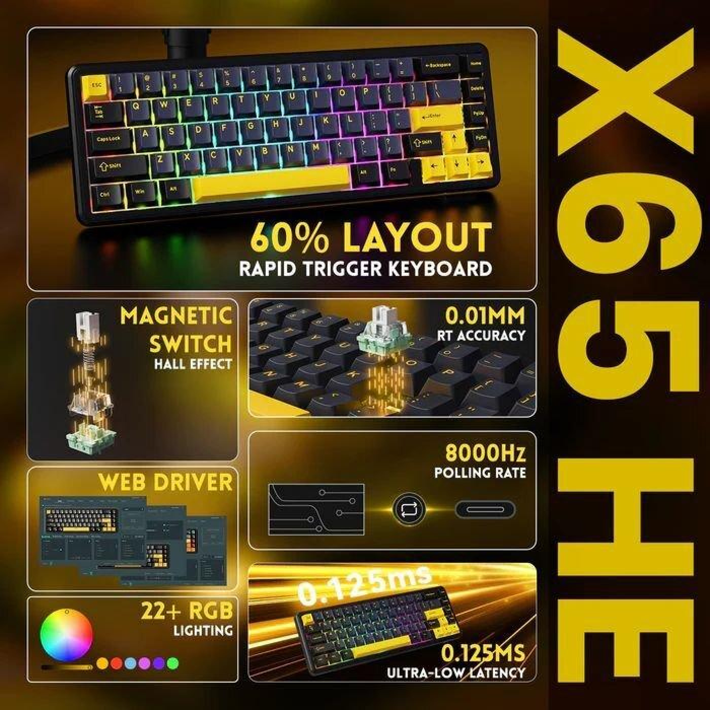 Клавіатура Attack Shark X65 RGB HE Magnetic Switch (AS-6972792470535-SB-UA) Starry Black (G-000004488)