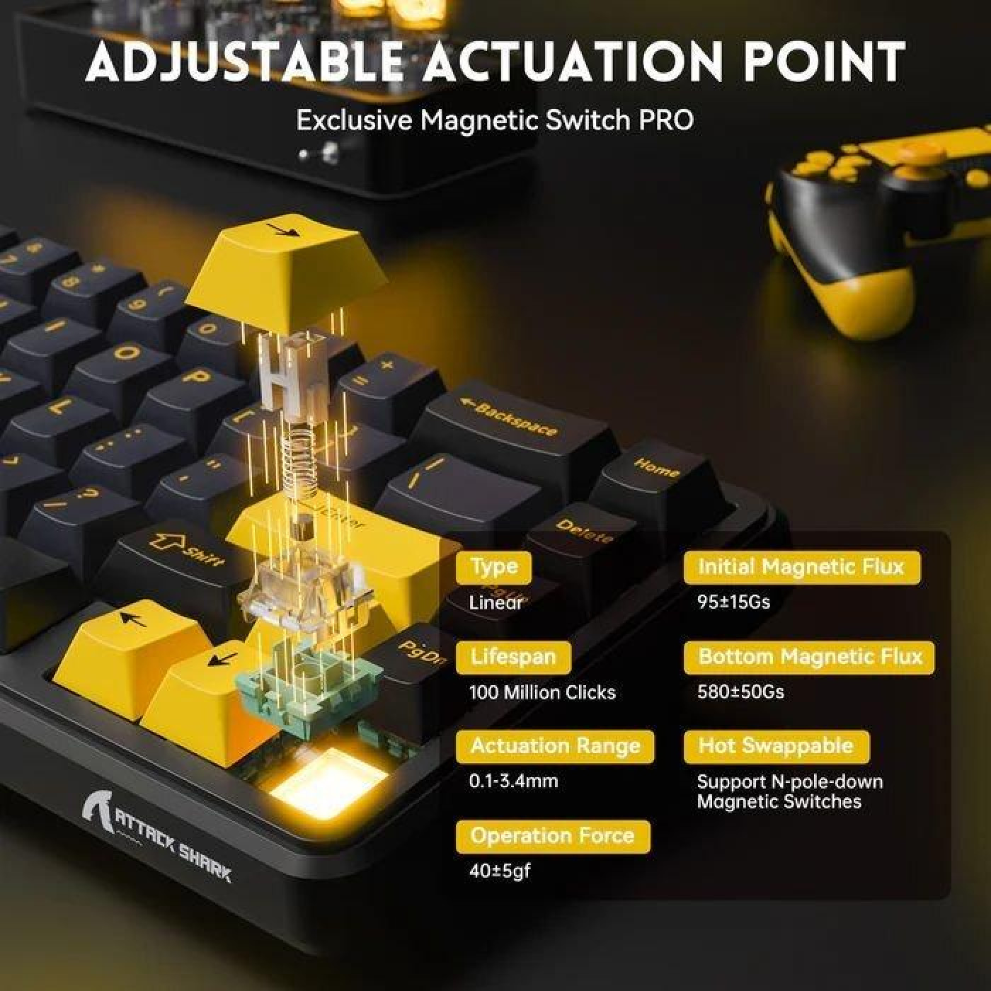 Клавіатура Attack Shark X65 RGB HE Magnetic Switch (AS-6972792470535-SB-UA) Starry Black (G-000004488)