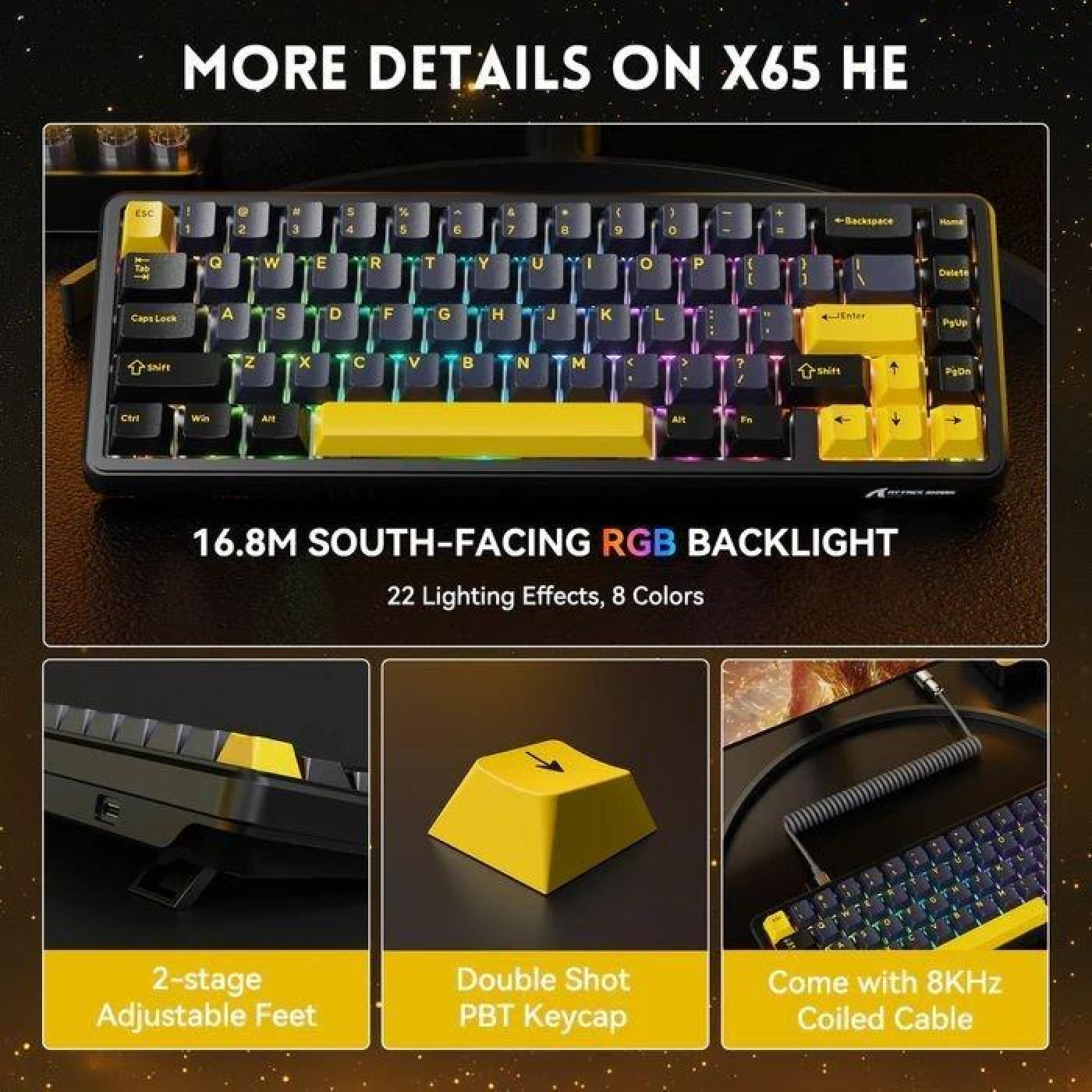 Клавіатура Attack Shark X65 RGB HE Magnetic Switch (AS-6972792470535-SB-UA) Starry Black (G-000004488)