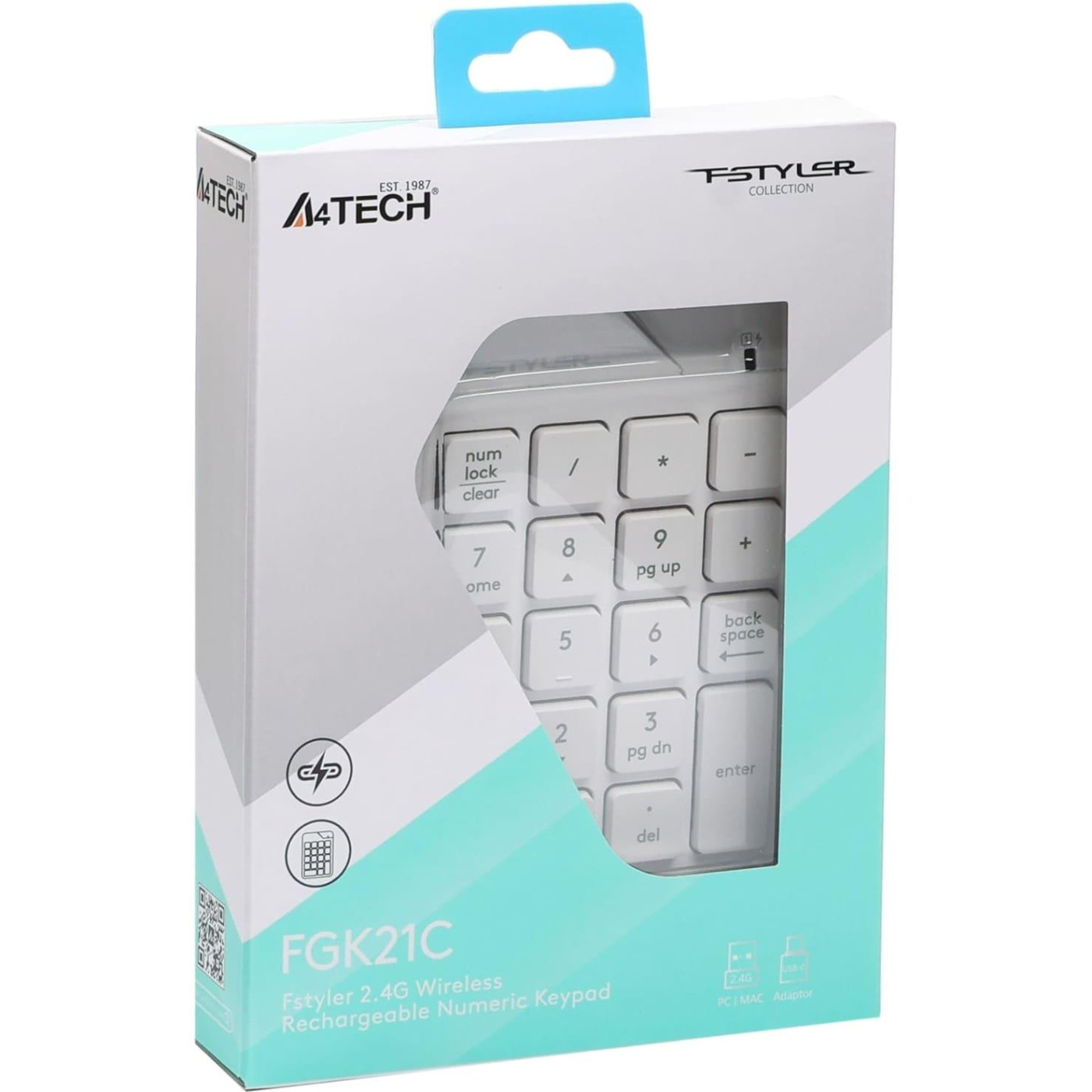 Клавиатура A4Tech Fstyler FGK21C Wireless White (Numpad) (FGK21C (White))