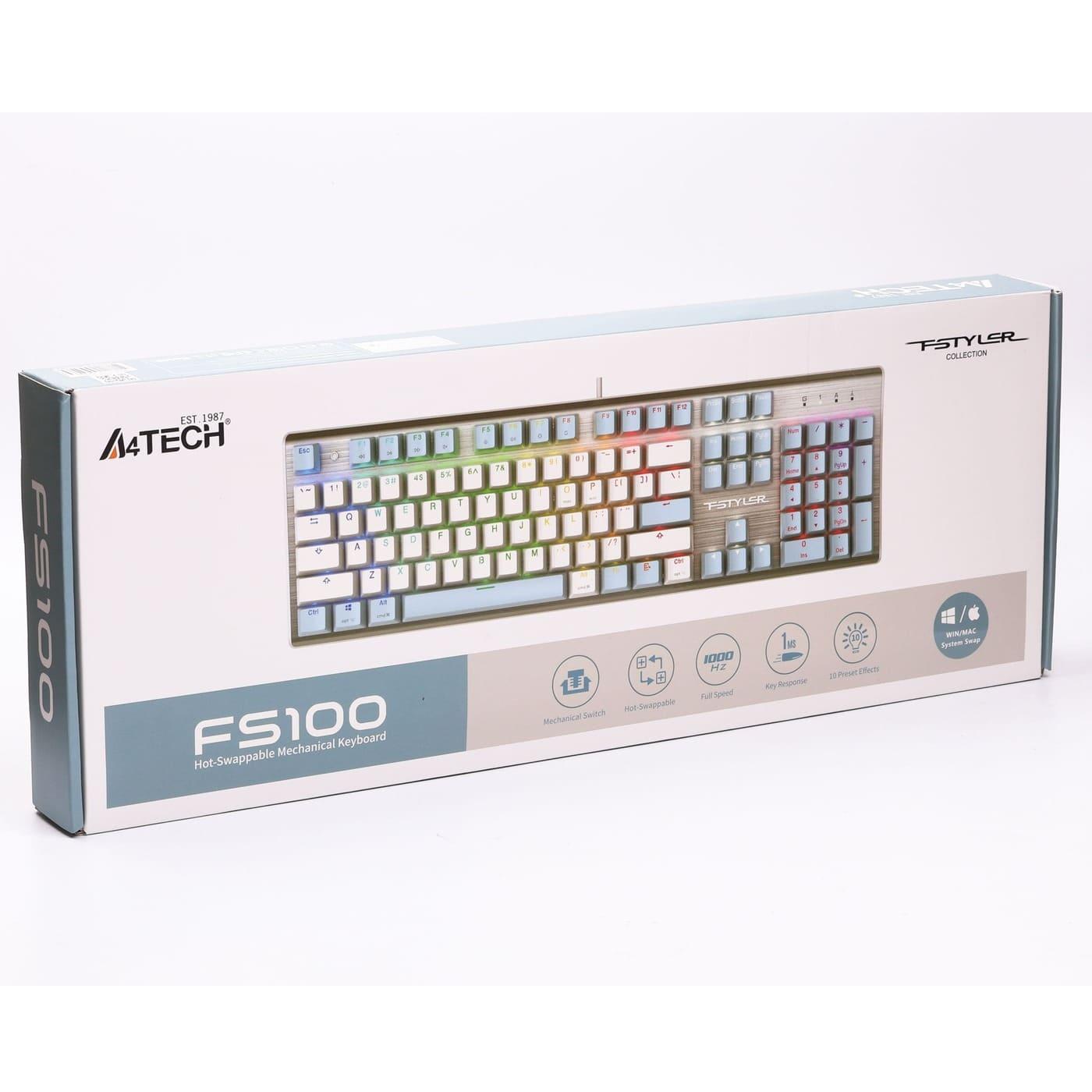 Клавіатура A4Tech Fstyler FS100 USB Blue (FS100 (Icy Blue))