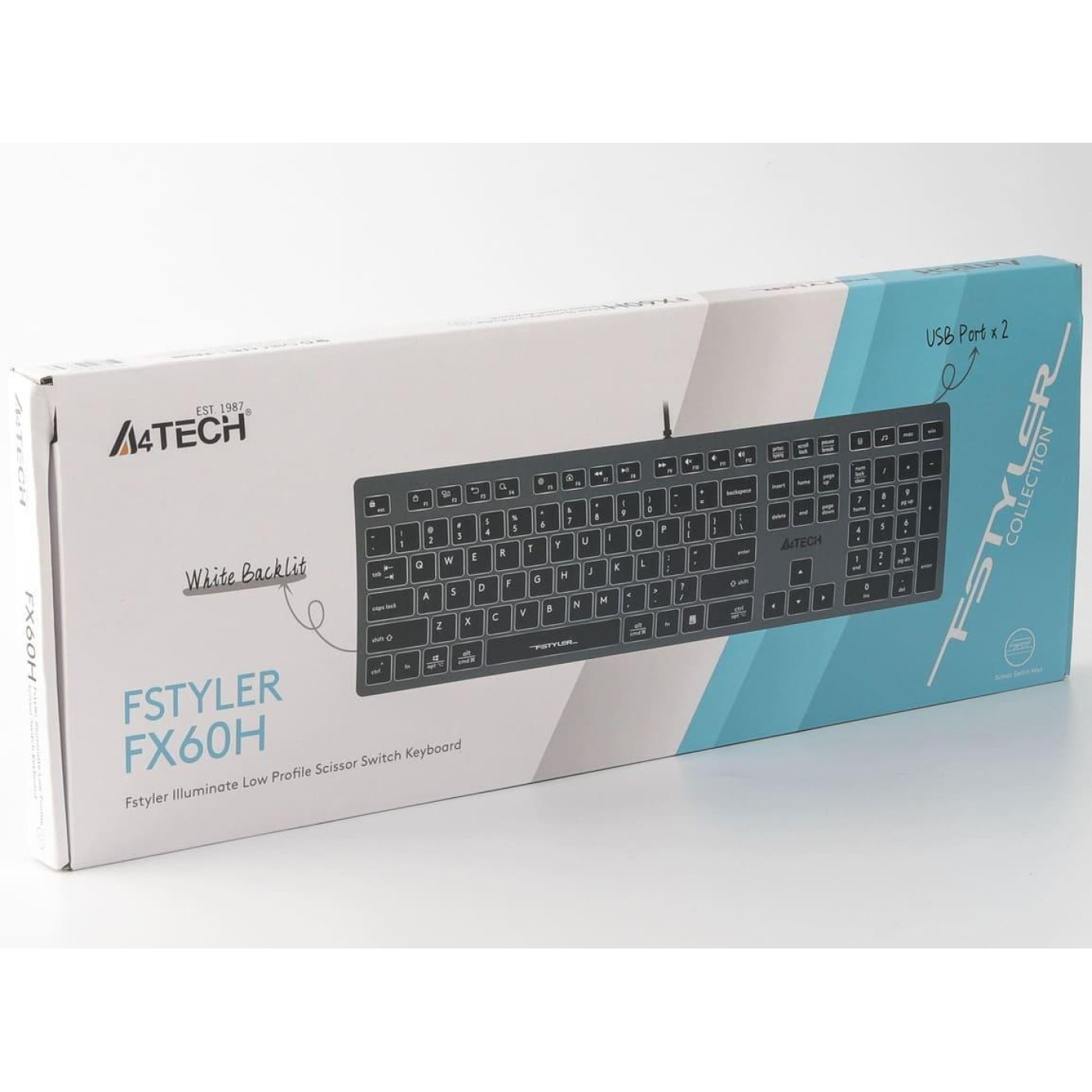 Клавиатура A4Tech Fstyler FX60H White Backlit USB Grey (FX60H USB (Grey) White backlit)