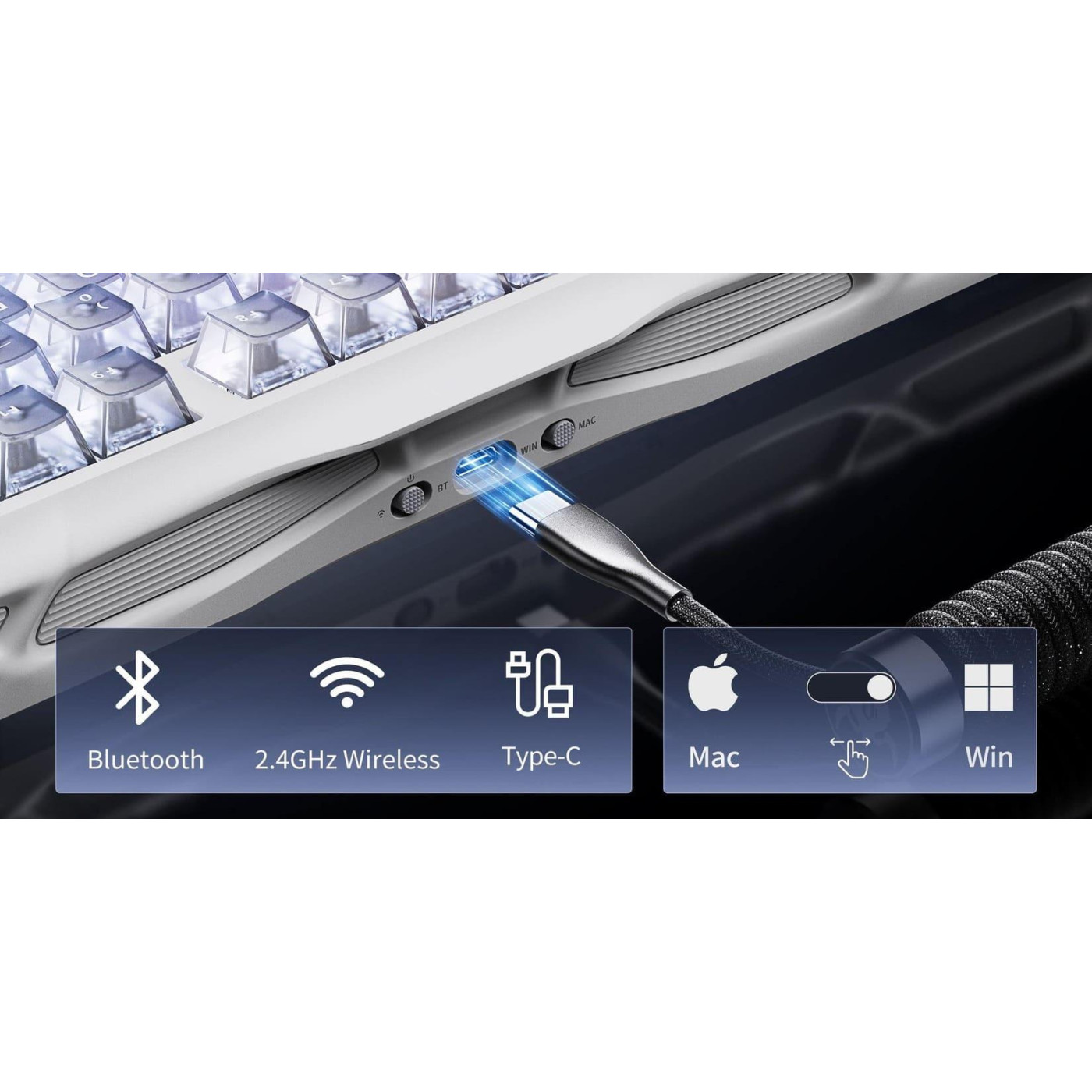 Клавіатура GravaStar Mercury K1 Lite 80keys BSUN Grey BT/WL/USB RGB Crystal Aurora (GSK1LITE_XTAL_AUROA)