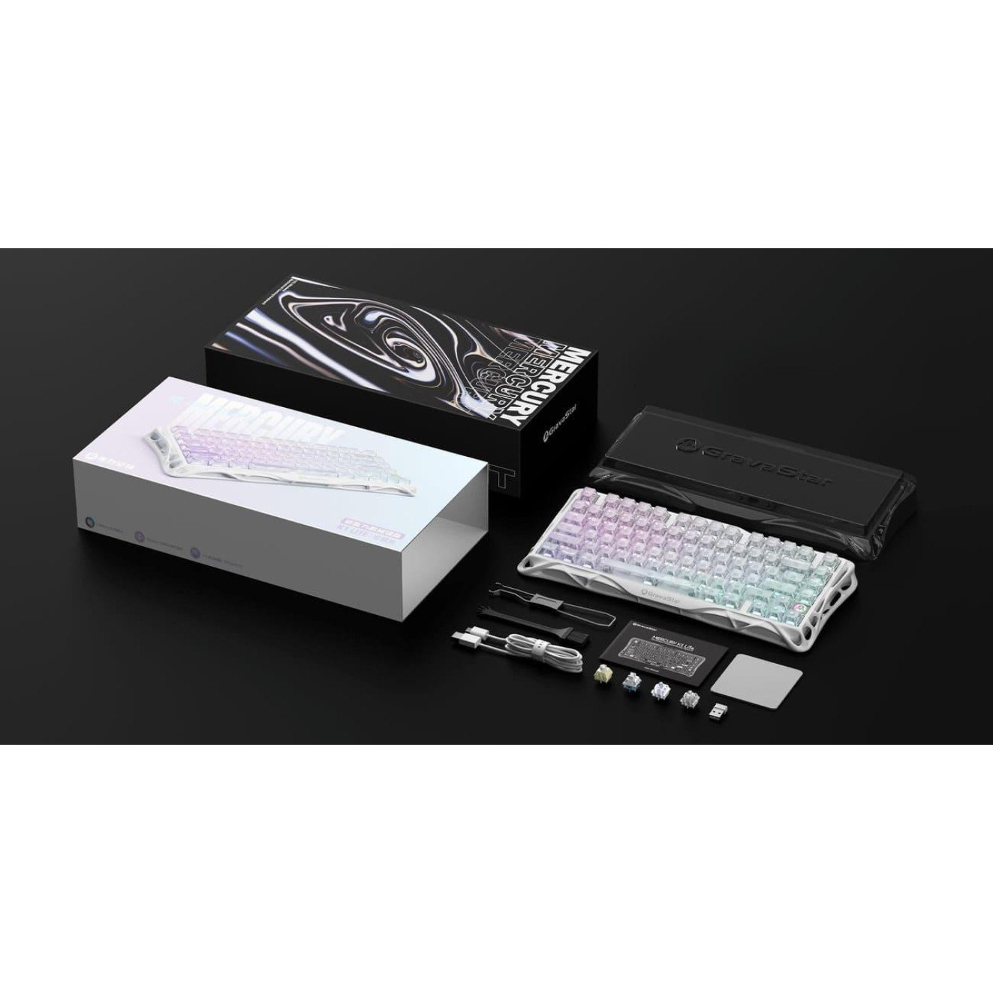 Клавіатура GravaStar Mercury K1 Lite 80keys BSUN Grey BT/WL/USB RGB Crystal Aurora (GSK1LITE_XTAL_AUROA)