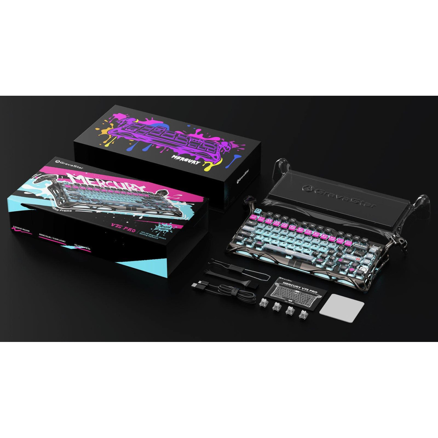 Клавиатура GravaStar Mercury V75 Pro 80keys Magnetic Jade Gaming 8K USB-A RGB Cyberpunk (GSV75PRO_U_RM_EGRY)
