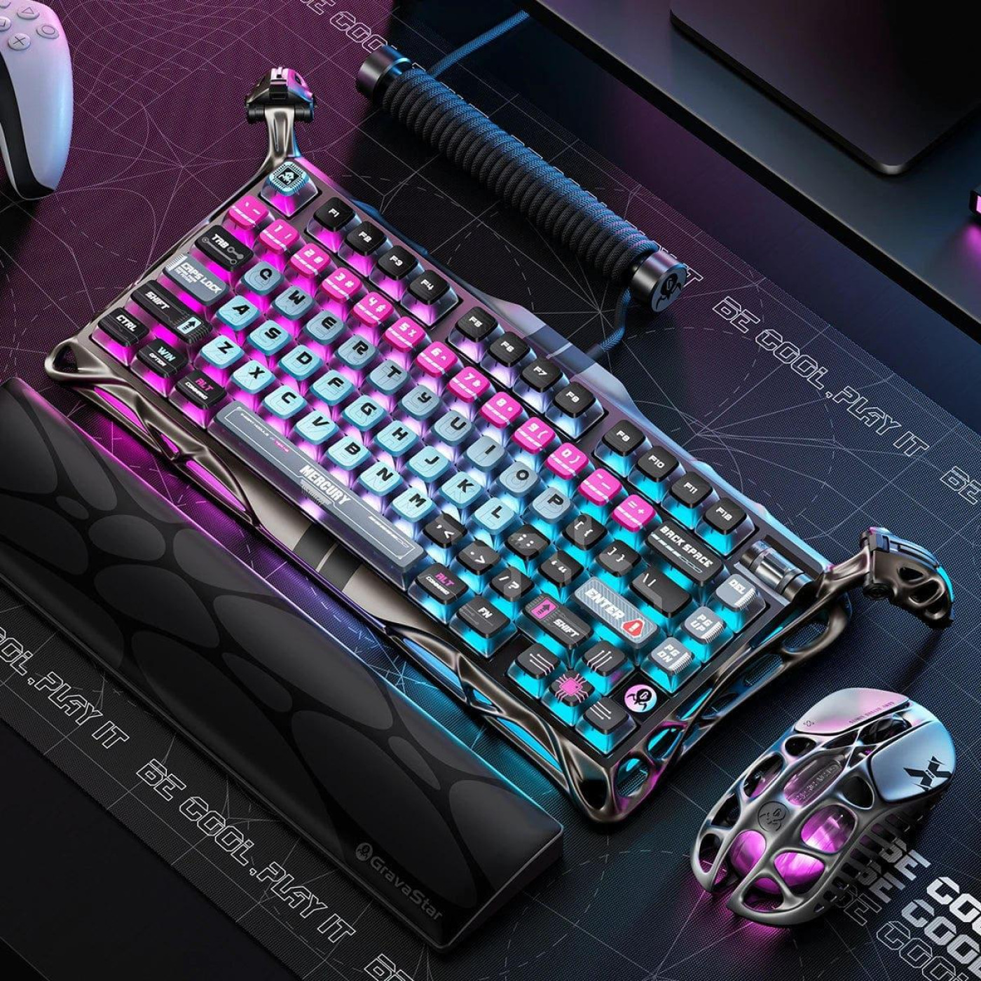 Клавиатура GravaStar Mercury V75 Pro 80keys Magnetic Jade Gaming 8K USB-A RGB Cyberpunk (GSV75PRO_U_RM_EGRY)