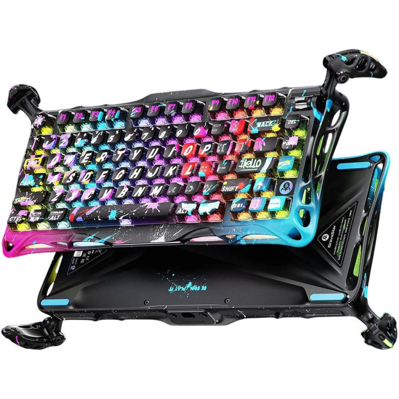 Клавиатура GravaStar Mercury V75 Pro 80keys Magnetic Jade Gaming 8K USB-A RGB Neon Graffiti (GSV75PRO_U_CG_BLK)