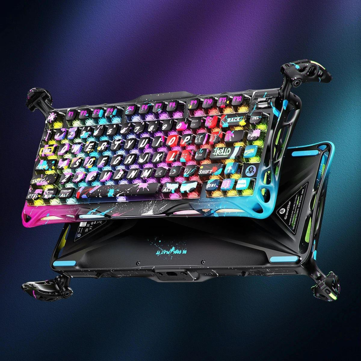 Клавиатура GravaStar Mercury V75 Pro 80keys Magnetic Jade Gaming 8K USB-A RGB Neon Graffiti (GSV75PRO_U_CG_BLK)
