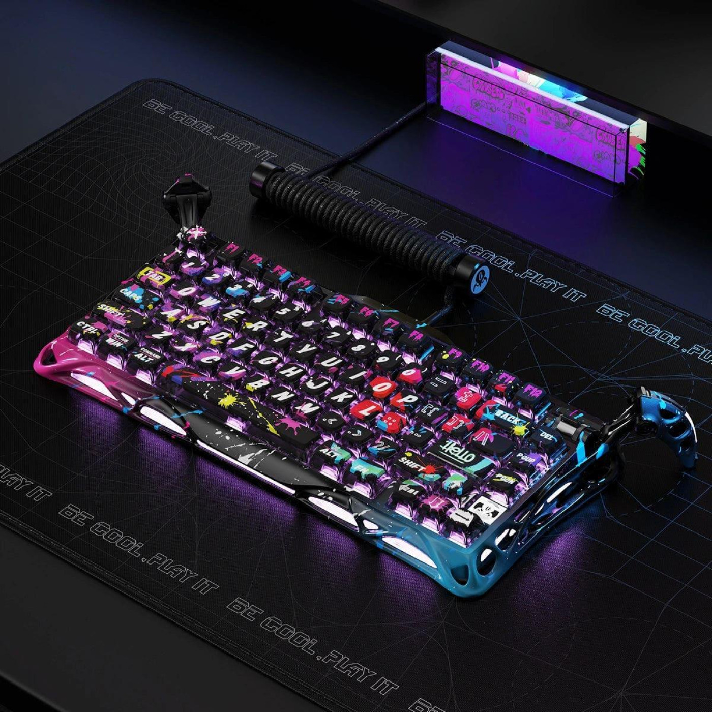 Клавиатура GravaStar Mercury V75 Pro 80keys Magnetic Jade Gaming 8K USB-A RGB Neon Graffiti (GSV75PRO_U_CG_BLK)