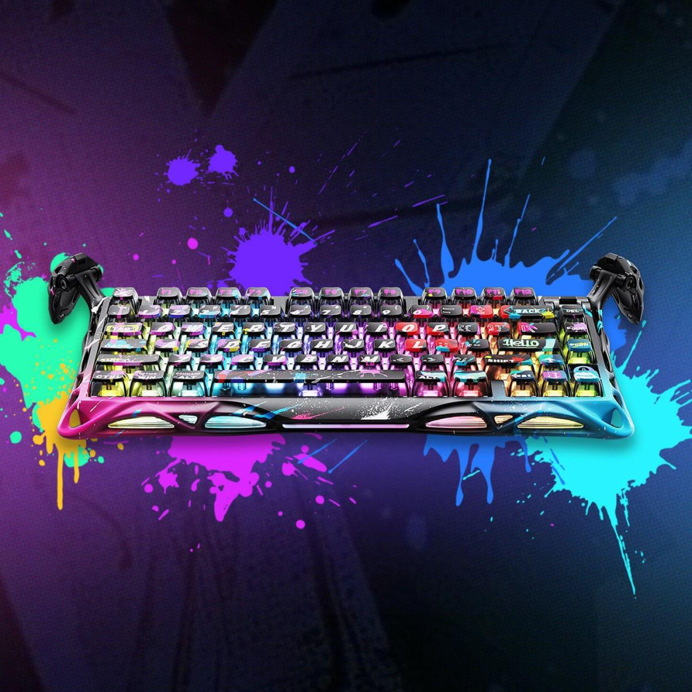 Клавиатура GravaStar Mercury V75 Pro 80keys Magnetic Jade Gaming 8K USB-A RGB Neon Graffiti (GSV75PRO_U_CG_BLK)