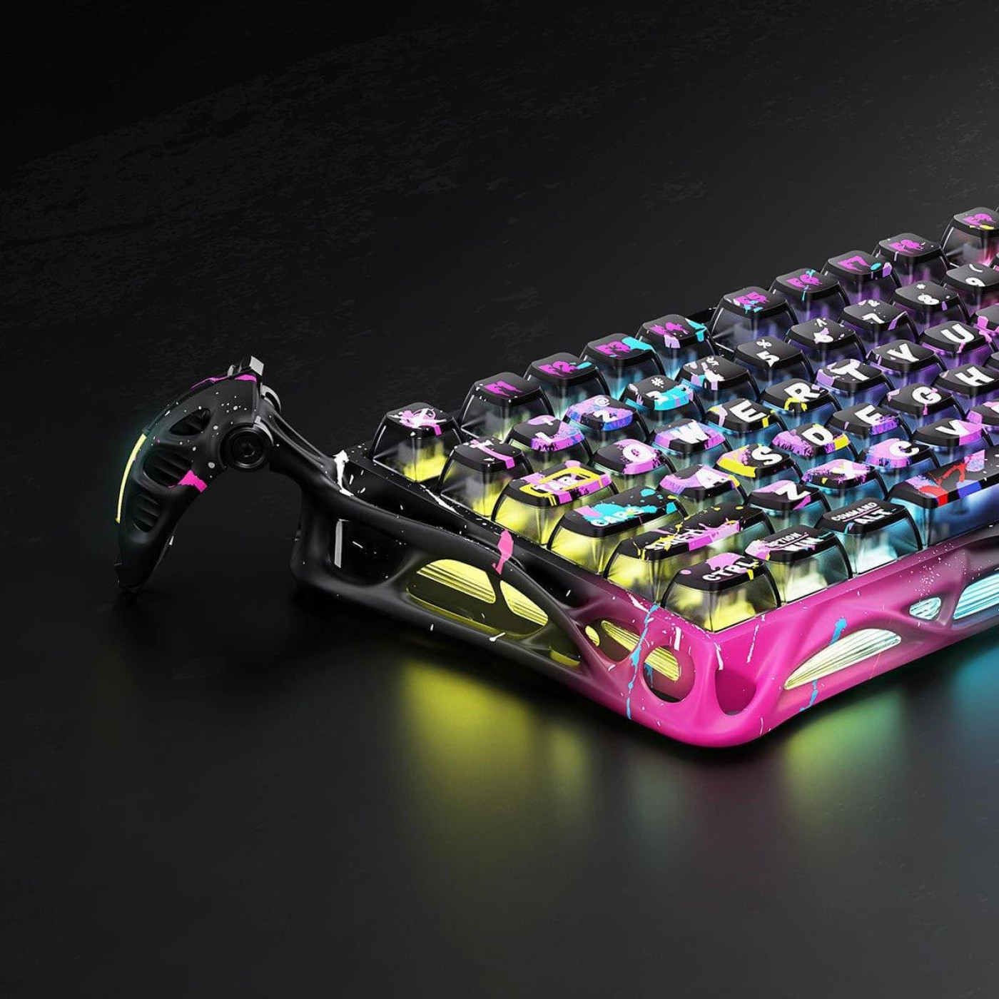 Клавиатура GravaStar Mercury V75 Pro 80keys Magnetic Jade Gaming 8K USB-A RGB Neon Graffiti (GSV75PRO_U_CG_BLK)