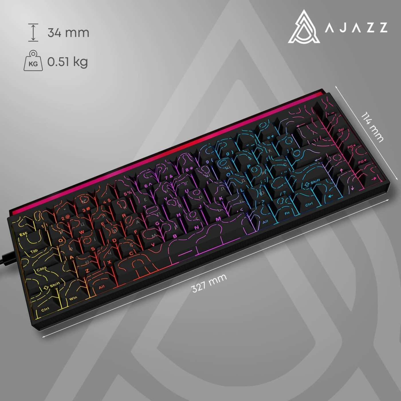 Клавіатура Ajazz NK68 Red switches Side Contour Black (NK68-R-S-B)
