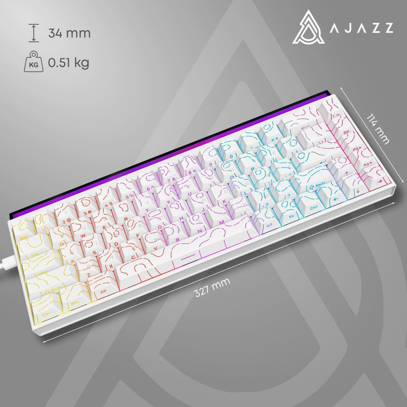Клавіатура Ajazz NK68 Red switches Side contour White (NK68-R-S-W)