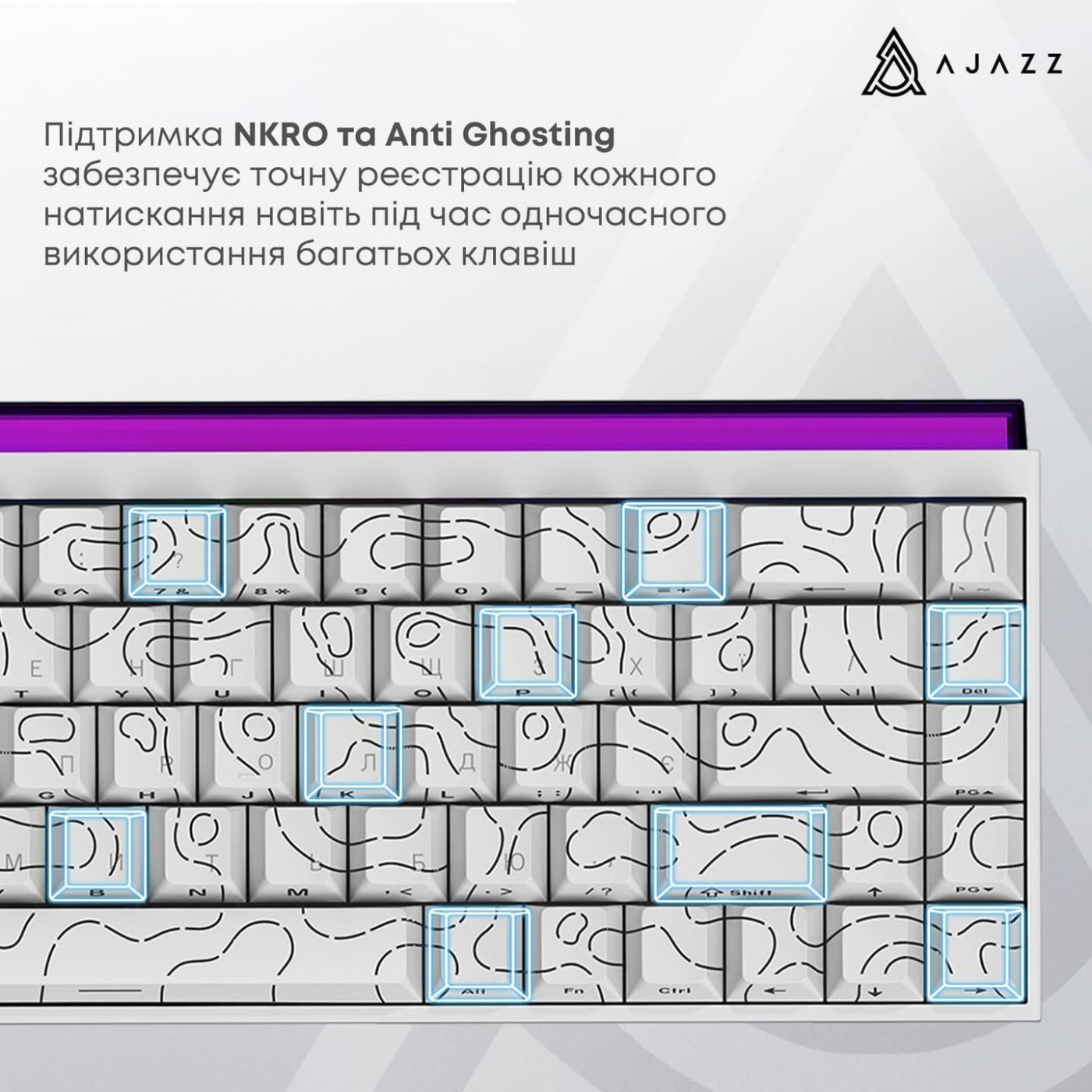 Клавіатура Ajazz NK68 Red switches Side contour White (NK68-R-S-W)