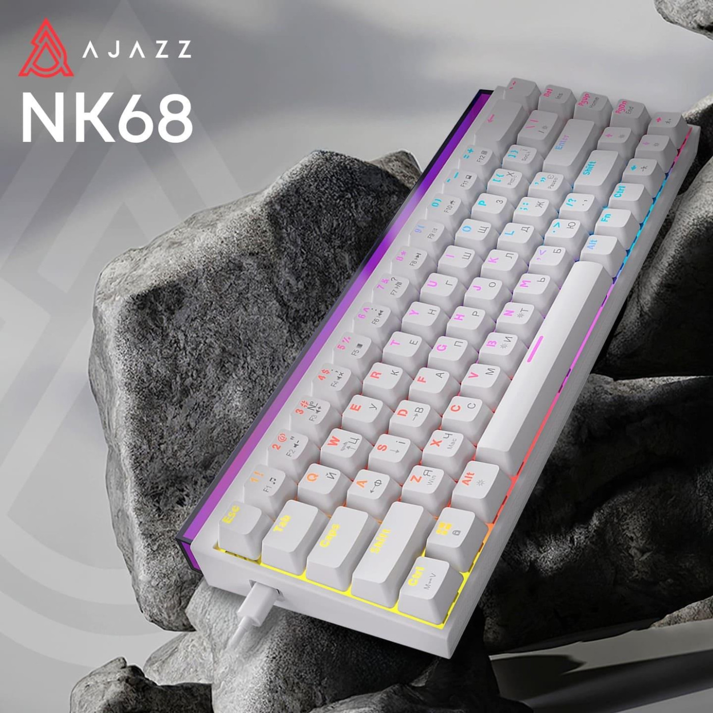 Клавиатура Ajazz NK68 Red switches White (NK68-R-W)