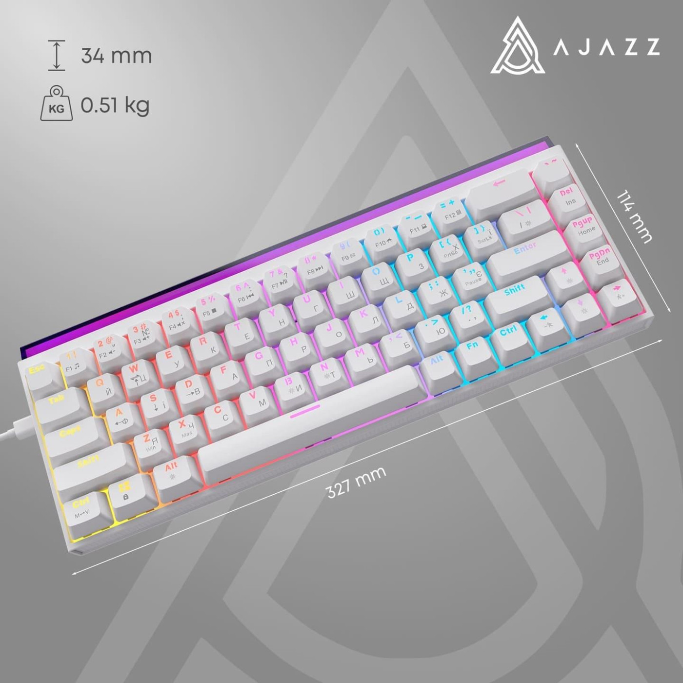 Клавиатура Ajazz NK68 Red switches White (NK68-R-W)