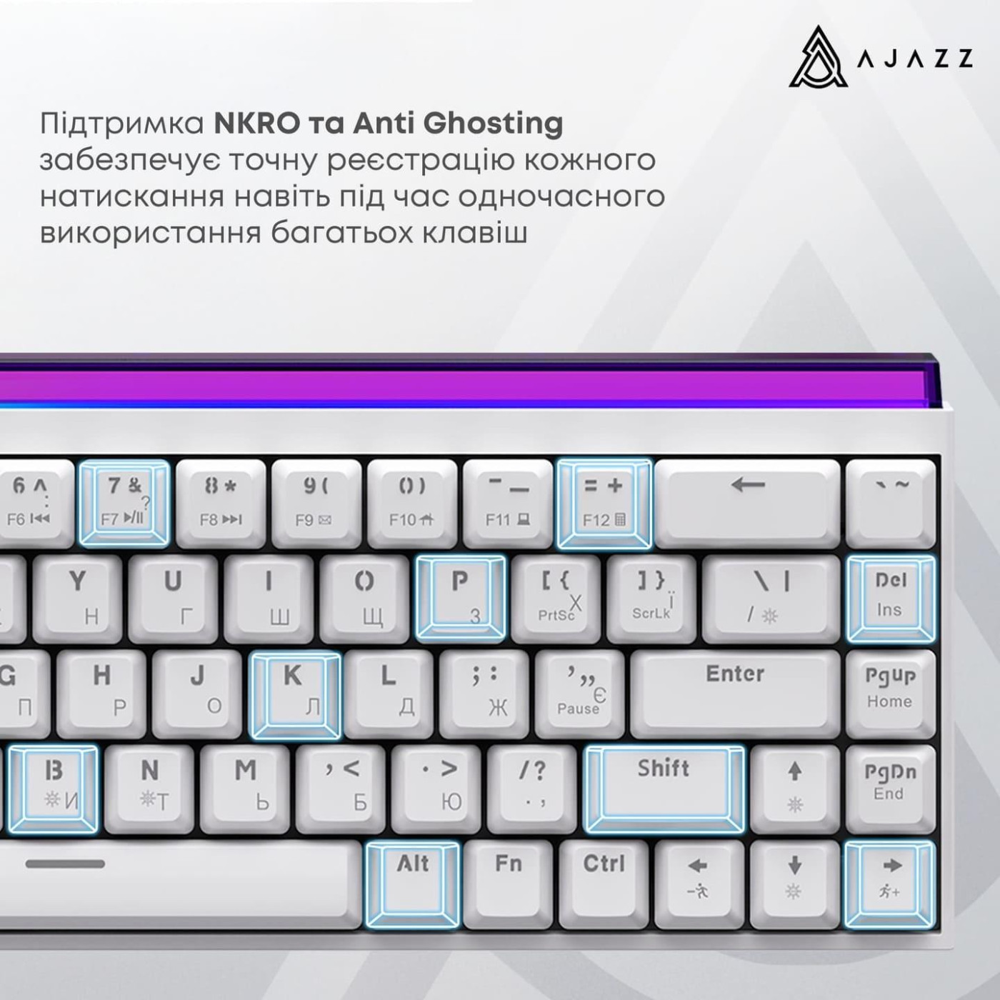 Клавиатура Ajazz NK68 Red switches White (NK68-R-W)