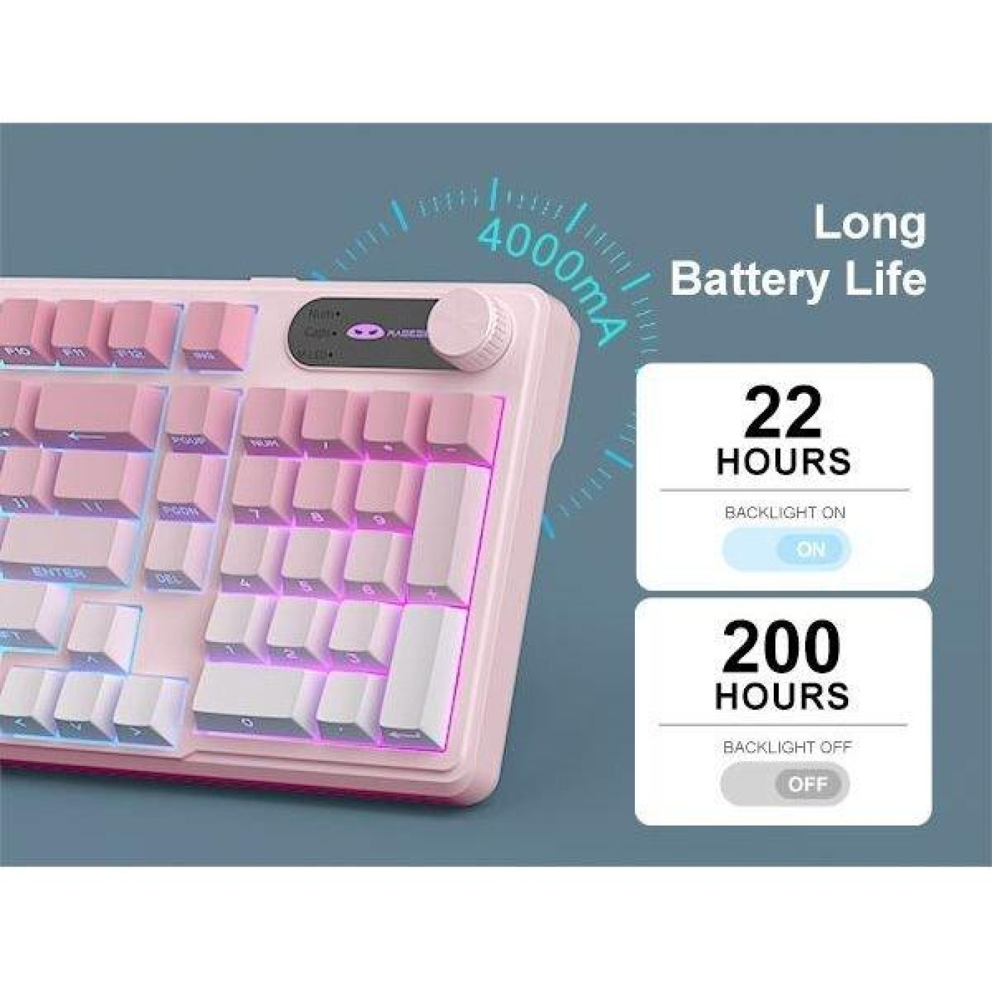 Клавіатура MageGee GK960 RGB Wireless (6971969729032) Pink/White (G-000004398)