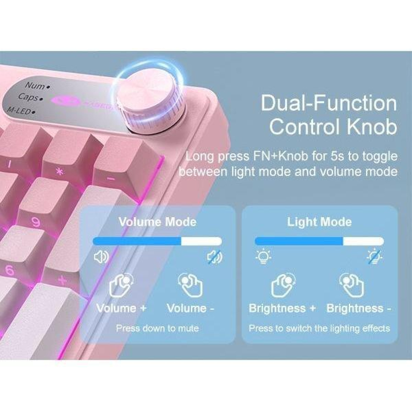 Клавіатура MageGee GK960 RGB Wireless (6971969729032) Pink/White (G-000004398)