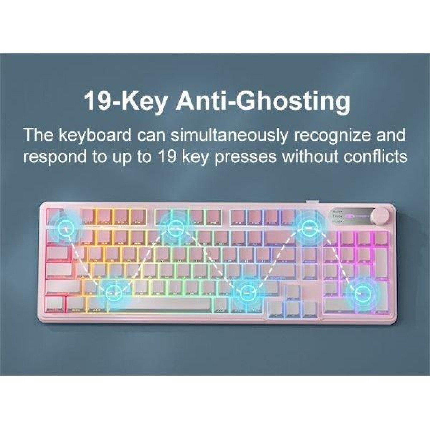 Клавіатура MageGee GK960 RGB Wireless (6971969729032) Pink/White (G-000004398)