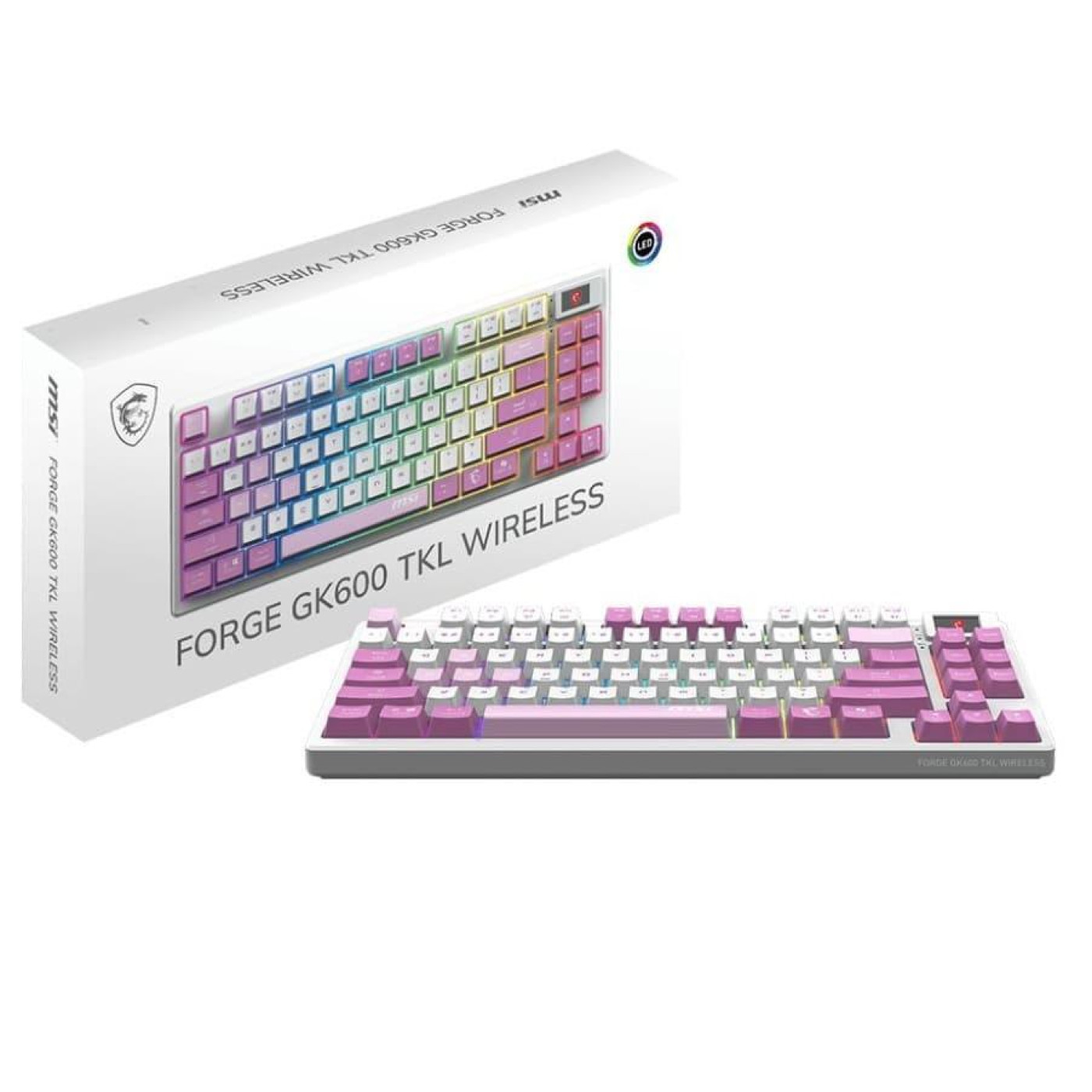 Клавіатура MSI FORGE GK600 TKL W VIOLET 83key USB-A/Wireless EN/UKR/RU RGB Violet (S11-43UAQ01-HH9)