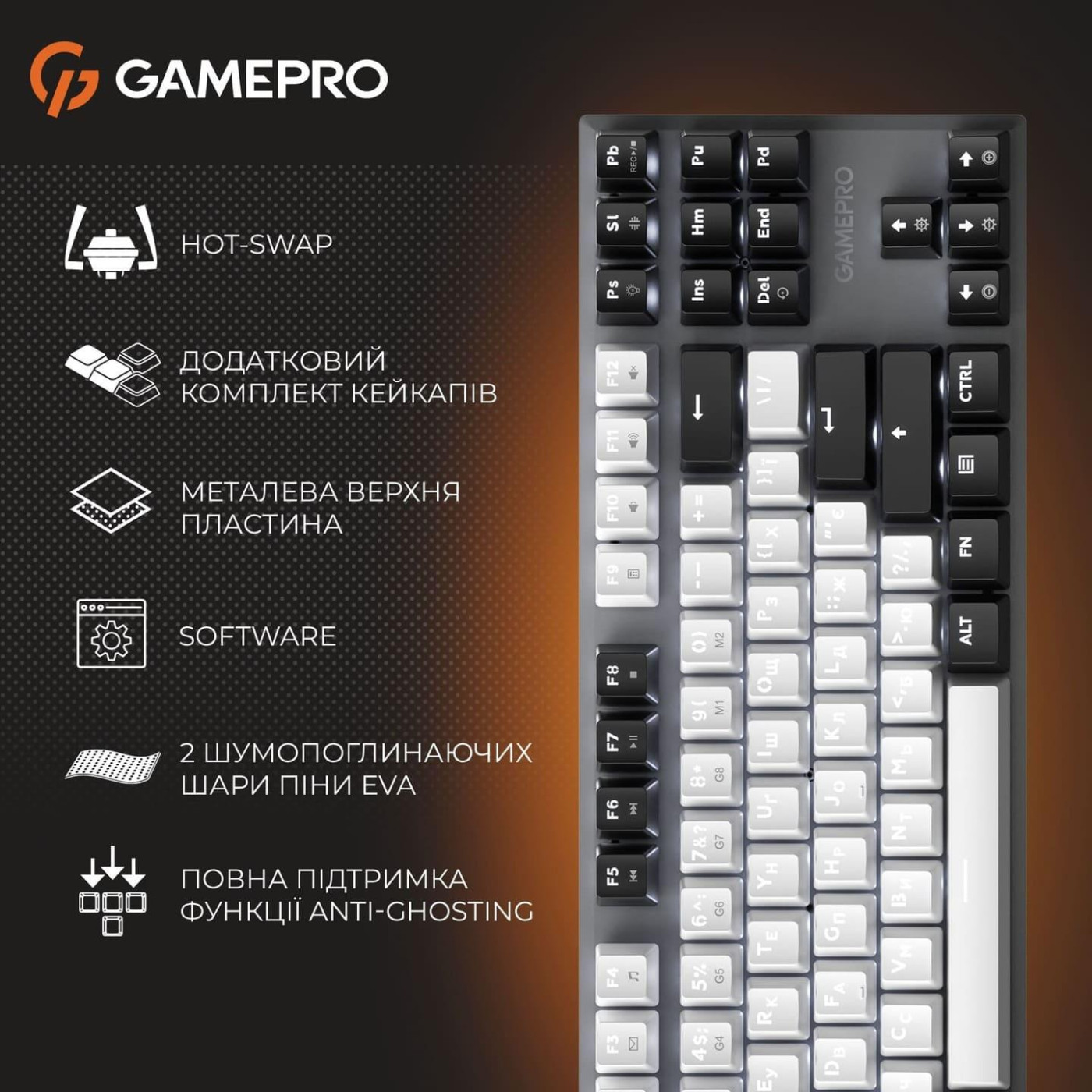 Клавіатура GamePro Genesis Joker 87% Red switches (MK124G)
