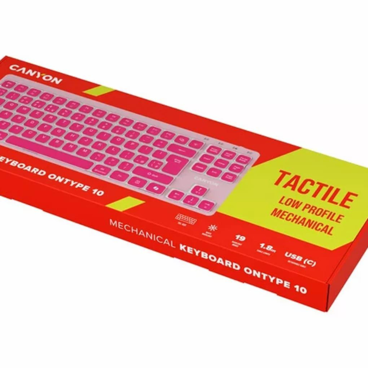 Клавіатура Canyon Keyboard OnType 10 Low Profile EN Wired Pink (CNS-HKB10P)