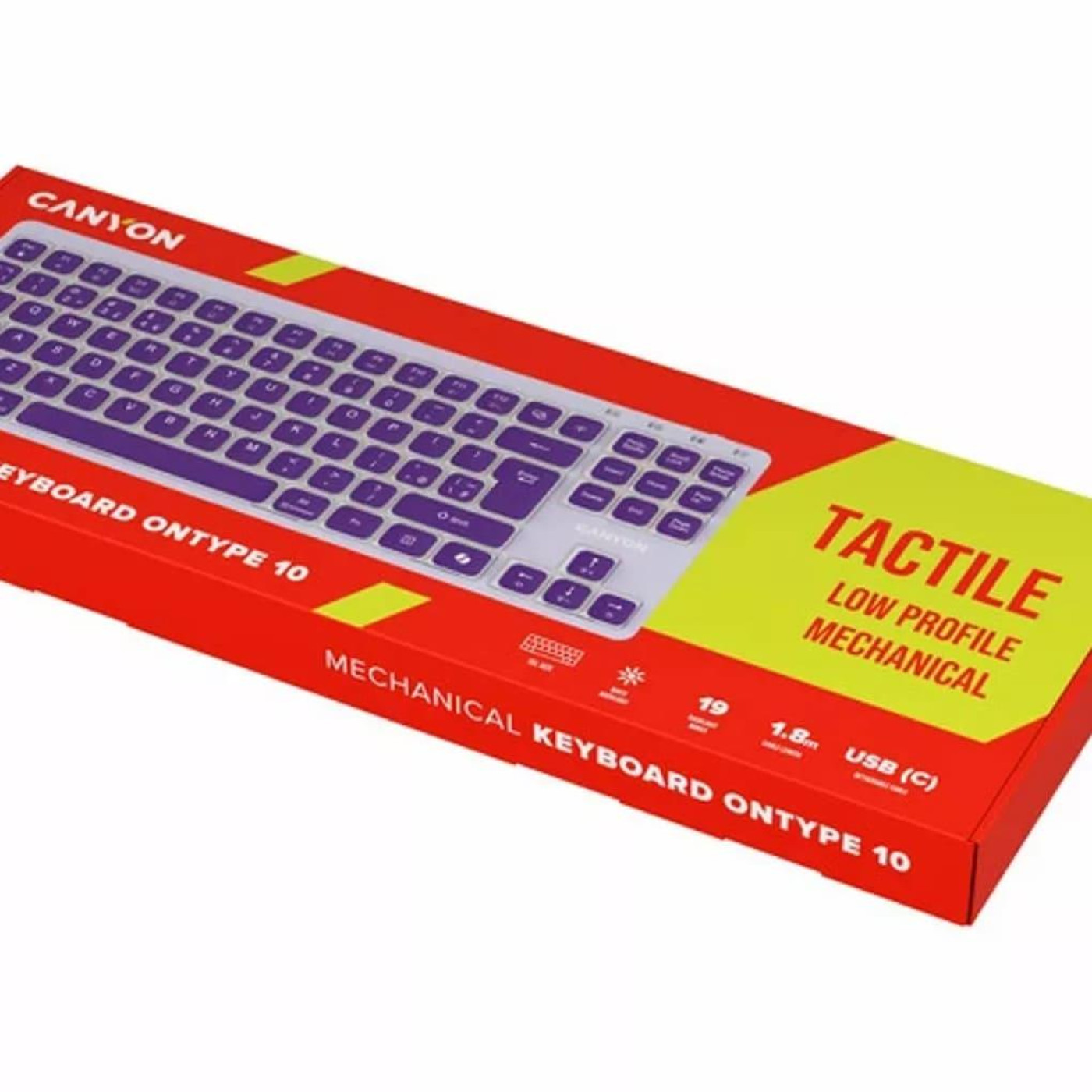 Клавіатура Canyon Keyboard OnType 10 Low Profile EN Wired Violet (CNS-HKB10V)