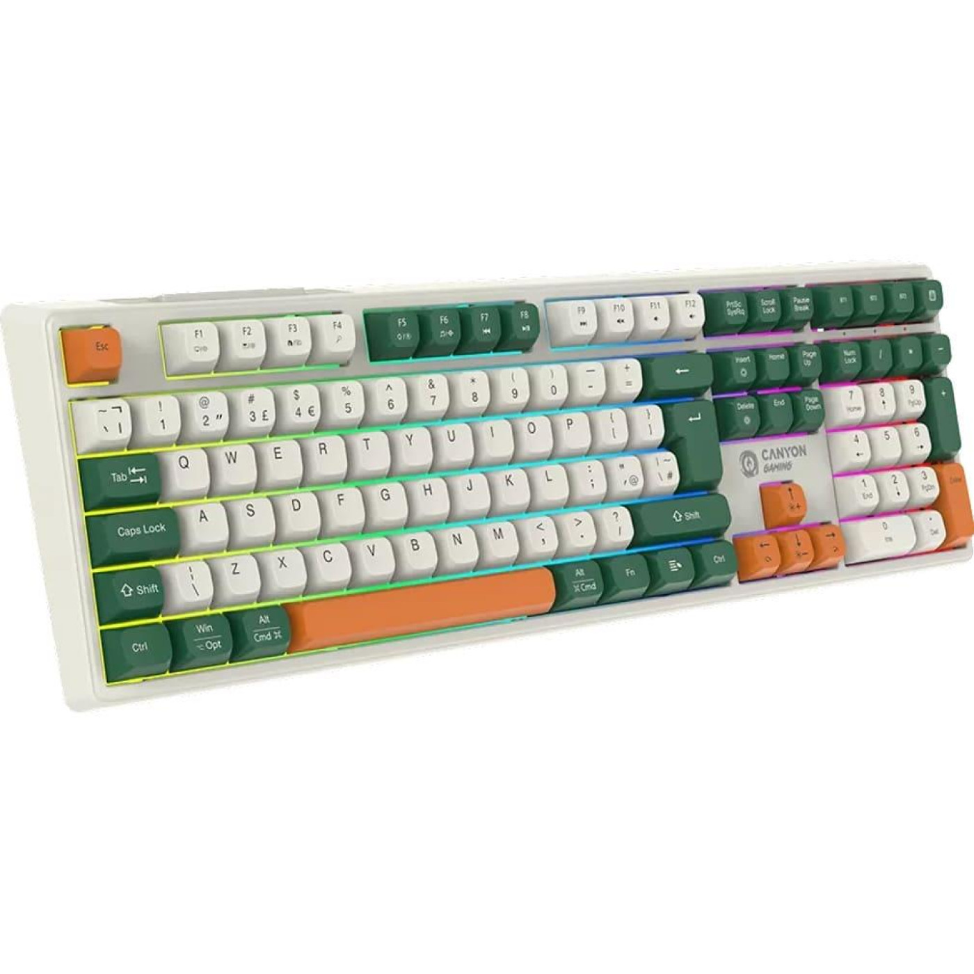 Клавіатура Canyon keyboard Shadder GKW-11 Mech RGB UK/US Wireless White (CND-SKBW11)