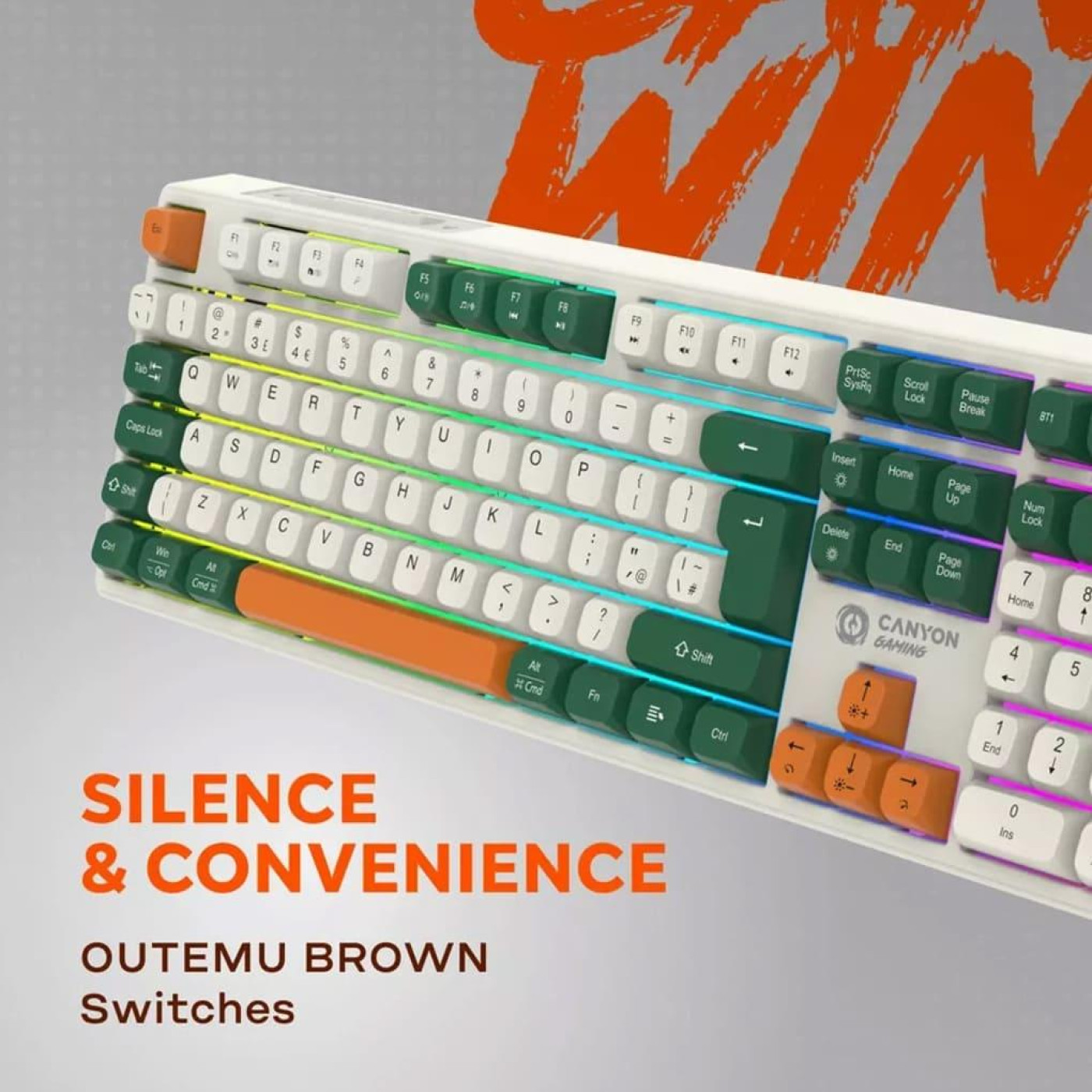 Клавіатура Canyon keyboard Shadder GKW-11 Mech RGB UK/US Wireless White (CND-SKBW11)
