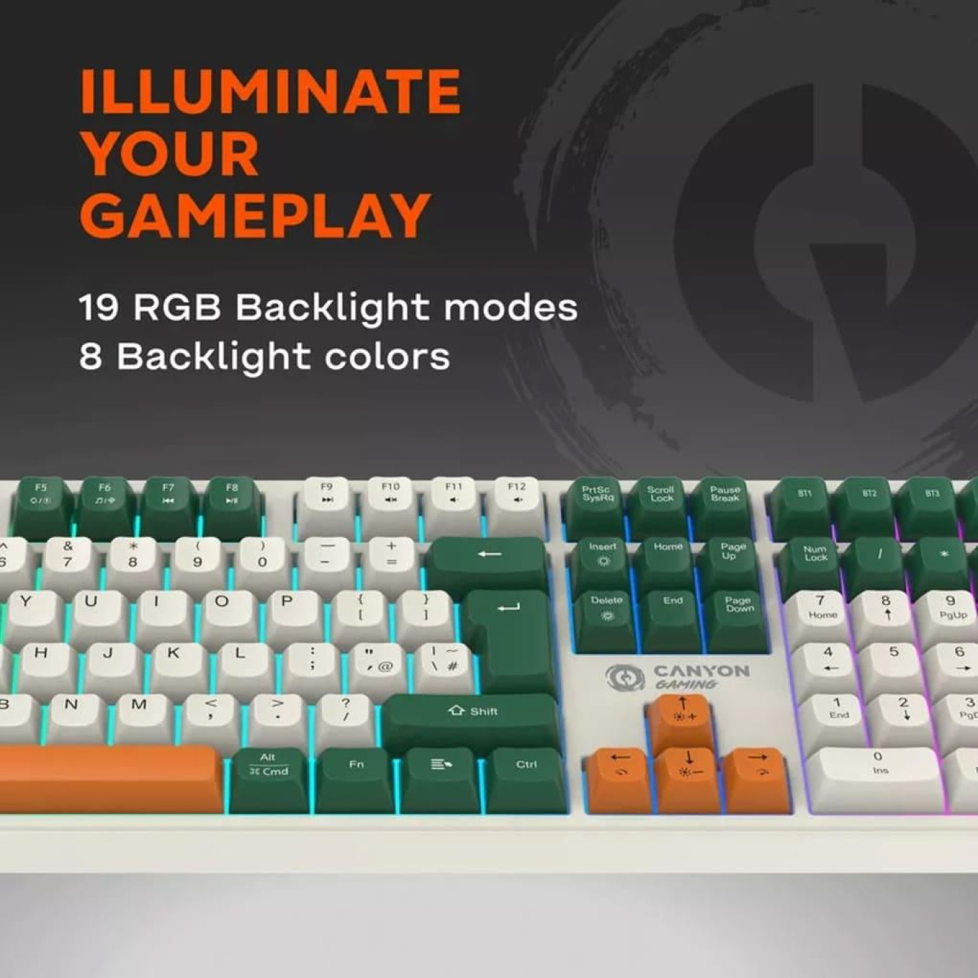 Клавіатура Canyon keyboard Shadder GKW-11 Mech RGB UK/US Wireless White (CND-SKBW11)