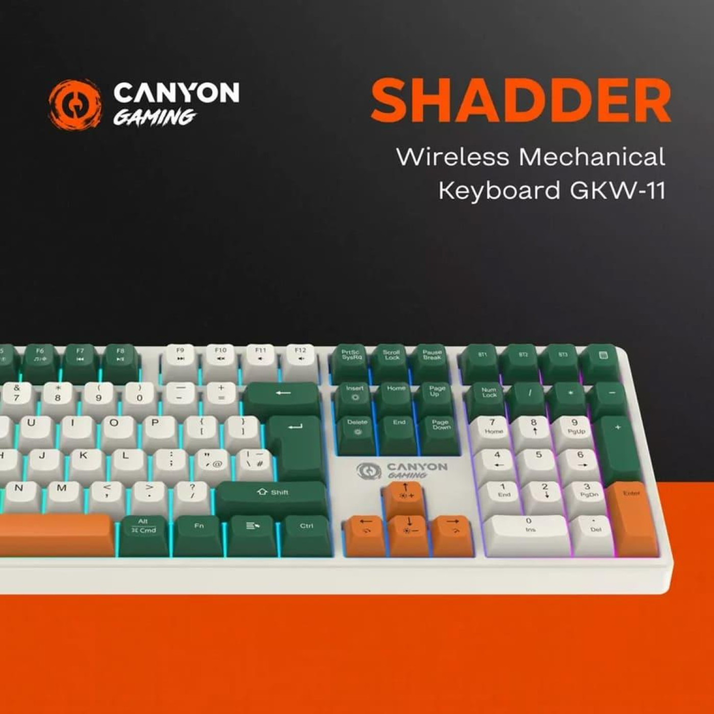 Клавіатура Canyon keyboard Shadder GKW-11 Mech RGB UK/US Wireless White (CND-SKBW11)