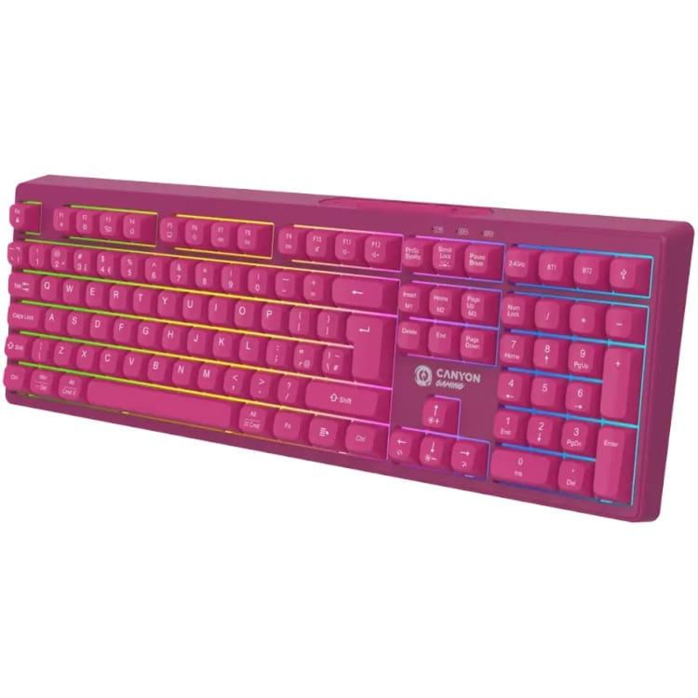 Клавіатура Canyon CND-SKBW2 105keys 2.4G+Bluetooth battery 2000mAh RGB Black (CND-SKBW2)