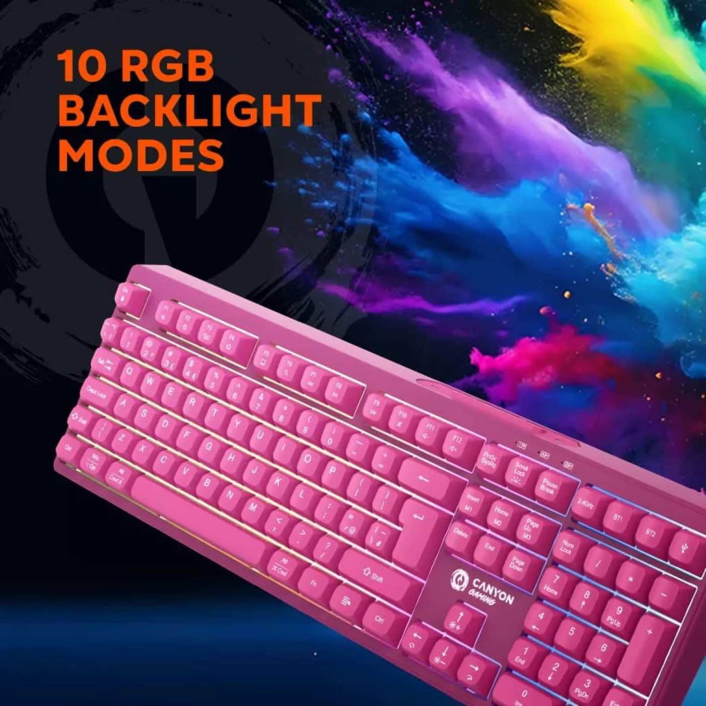 Клавіатура Canyon CND-SKBW2 105keys 2.4G+Bluetooth battery 2000mAh RGB Black (CND-SKBW2)