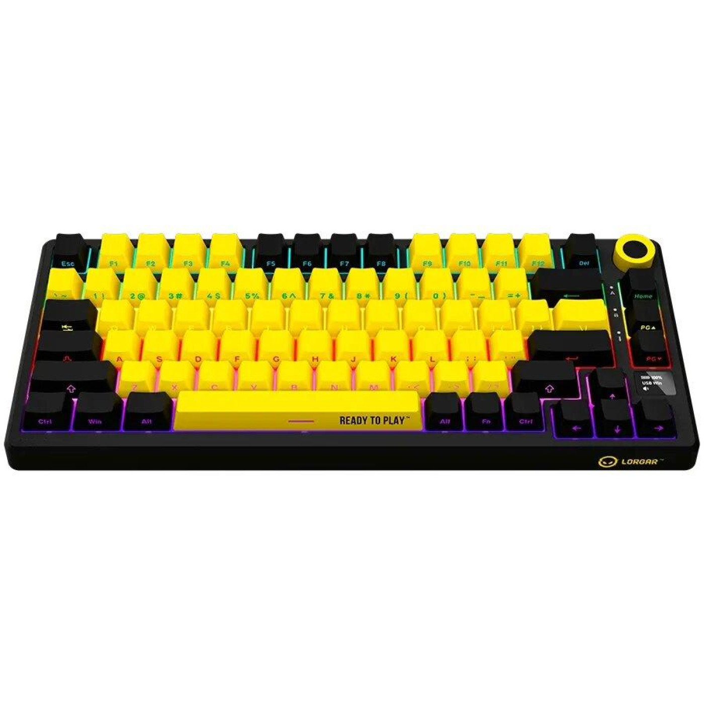 Клавіатура Lorgar KBP7075W Wireless Pro 75% Exploded Black Yellow EN/UA (LRG-KBP7075W-YL-US)