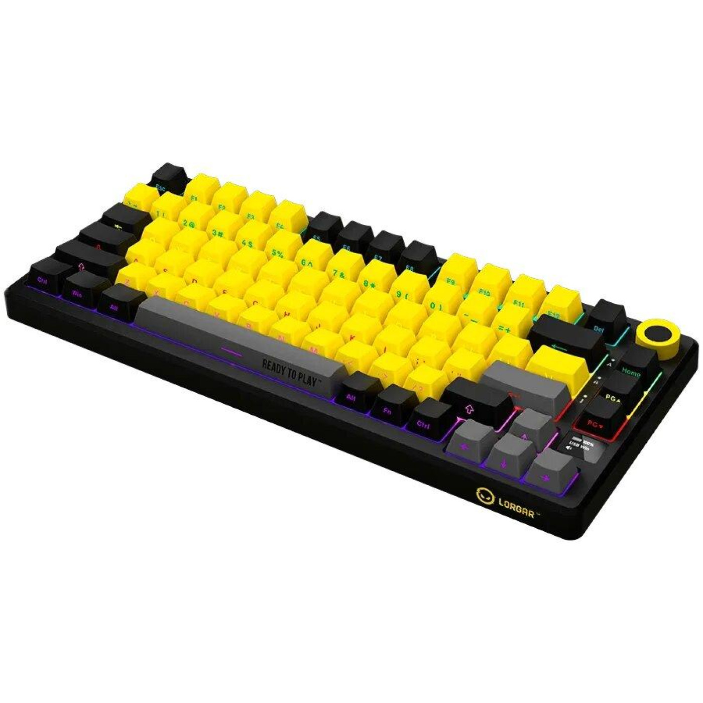 Клавіатура Lorgar KBP7075W Wireless Pro 75% Exploded Black Yellow EN/UA (LRG-KBP7075W-YL-US)