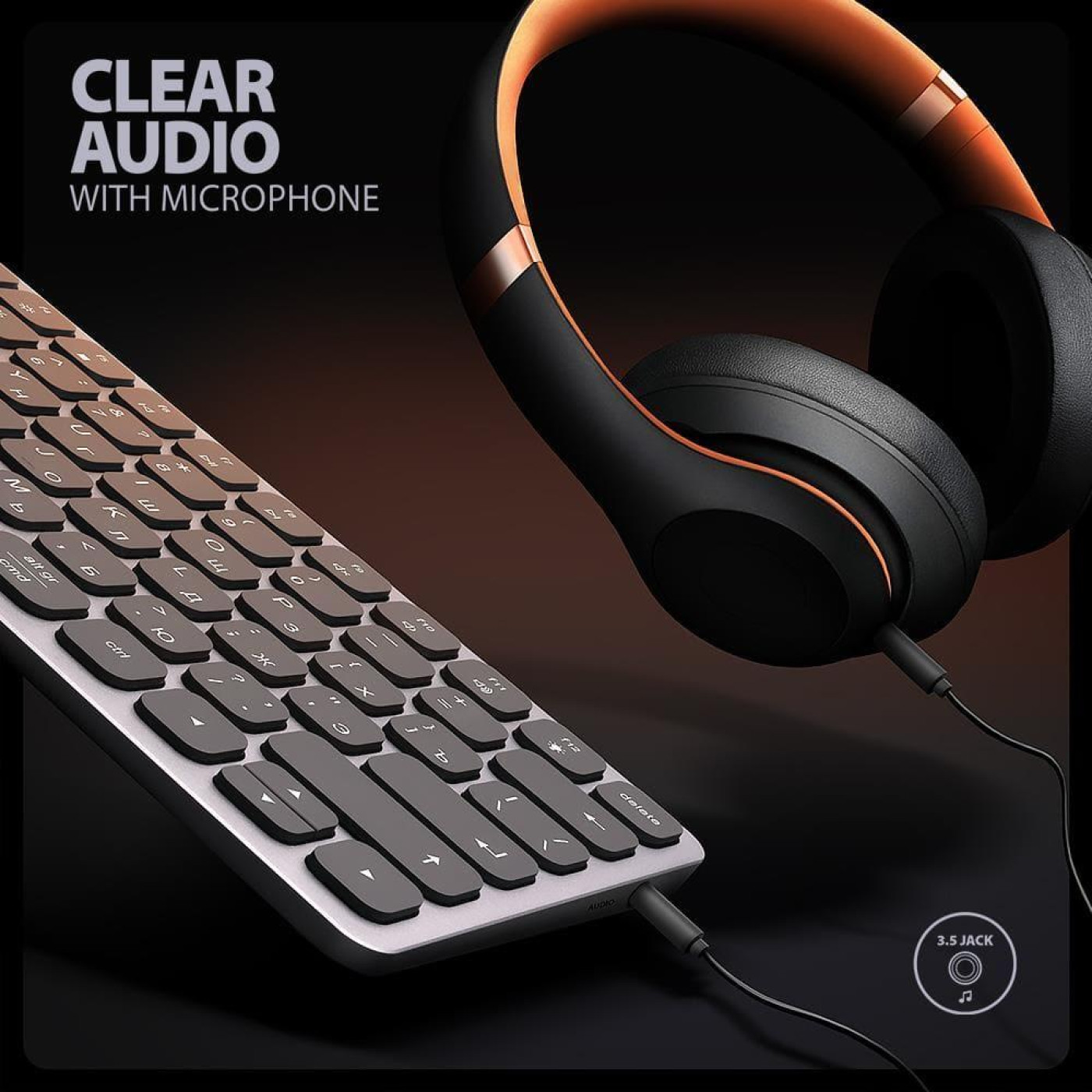 Клавиатура AXAGON HMC-KB USB-C 9 in 1 HUB EN/UA Grey Black (HMC-KB-CRL)