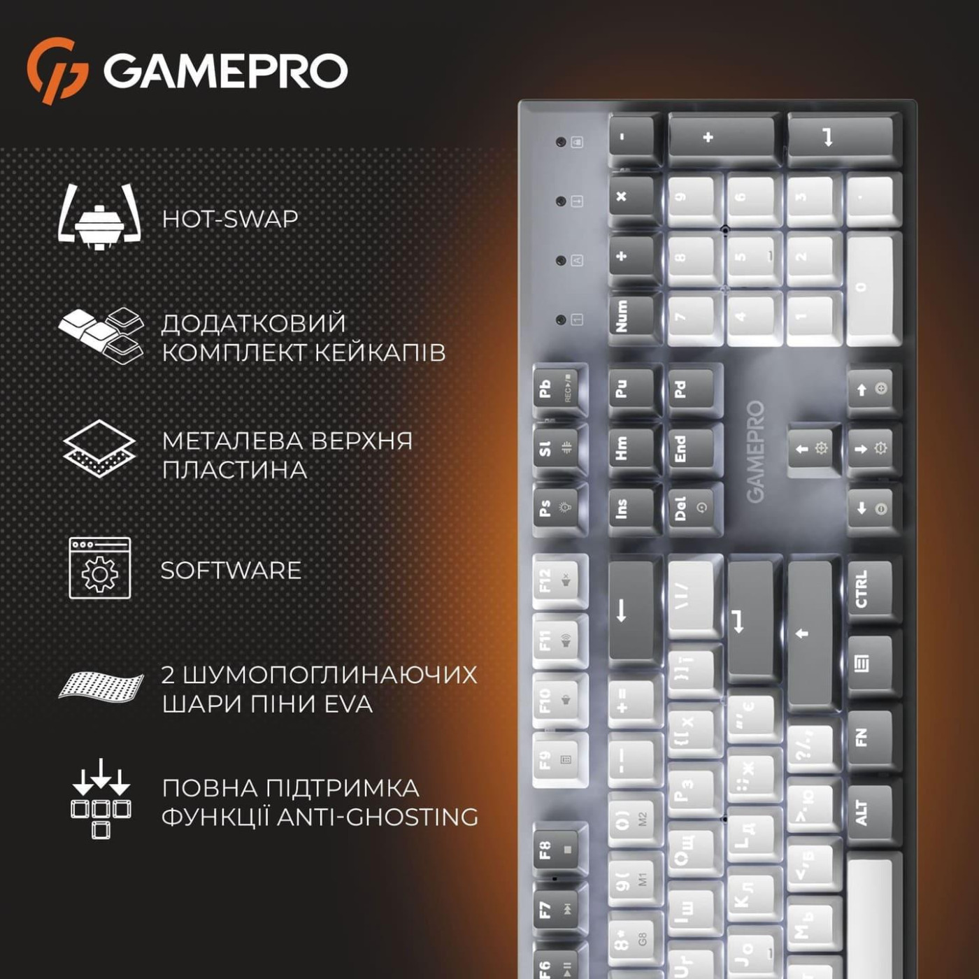 Клавиатура GamePro Genesis Metallic 100% Red switches (MK144G) U1