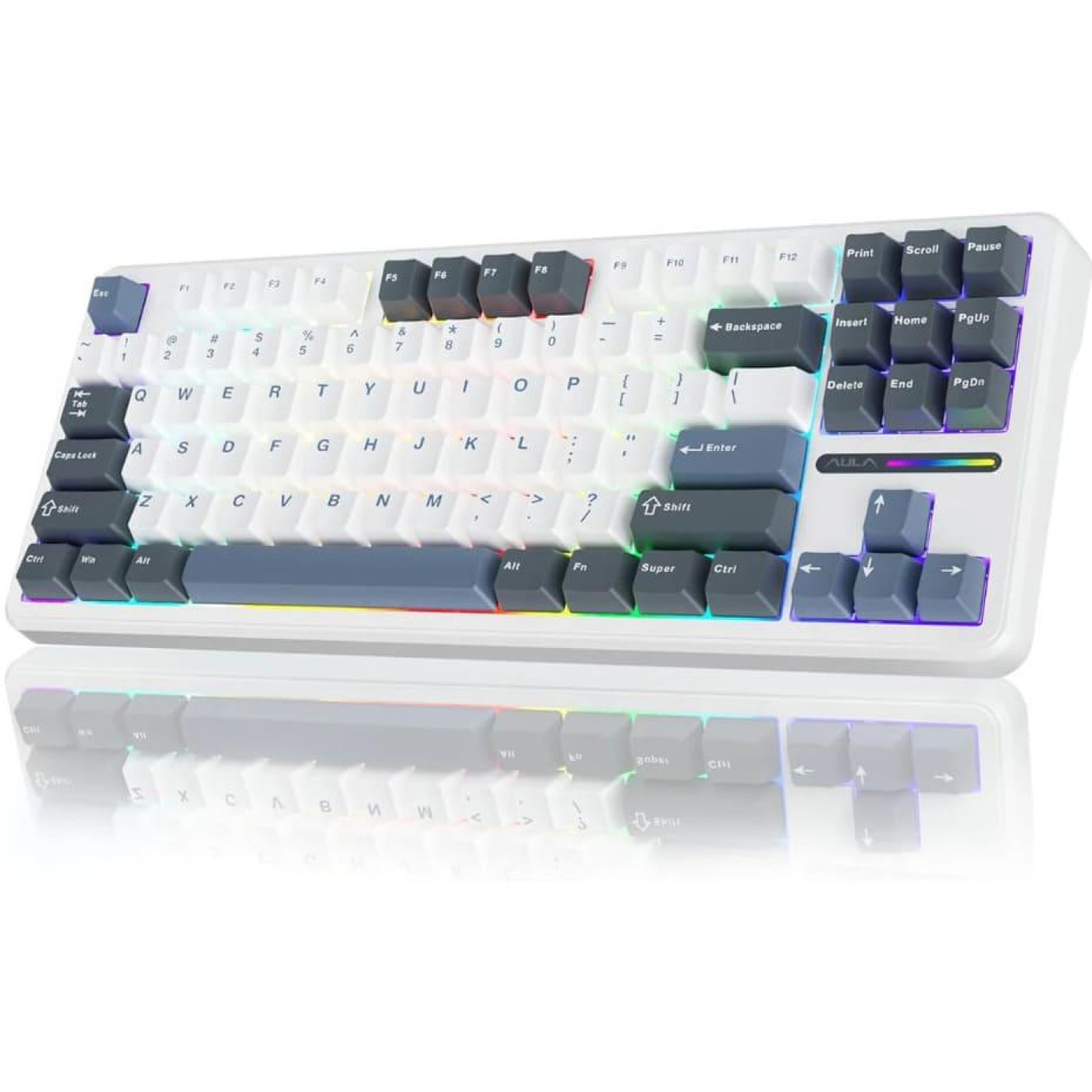 Клавиатура Aula F87 Gasket Greywood switch Hot-Swap 2.4G Wireless/BT White EN/UA (6948391208602)