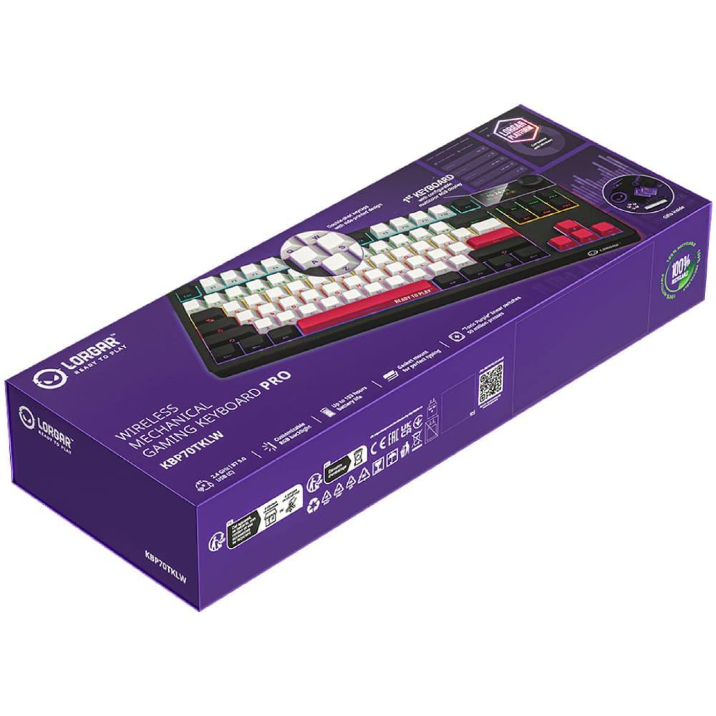 Клавиатура Lorgar KBP70TKLW Pro Wireless TKL EN/UA Black Red (LRG-KBP70TKLW-BK-US)