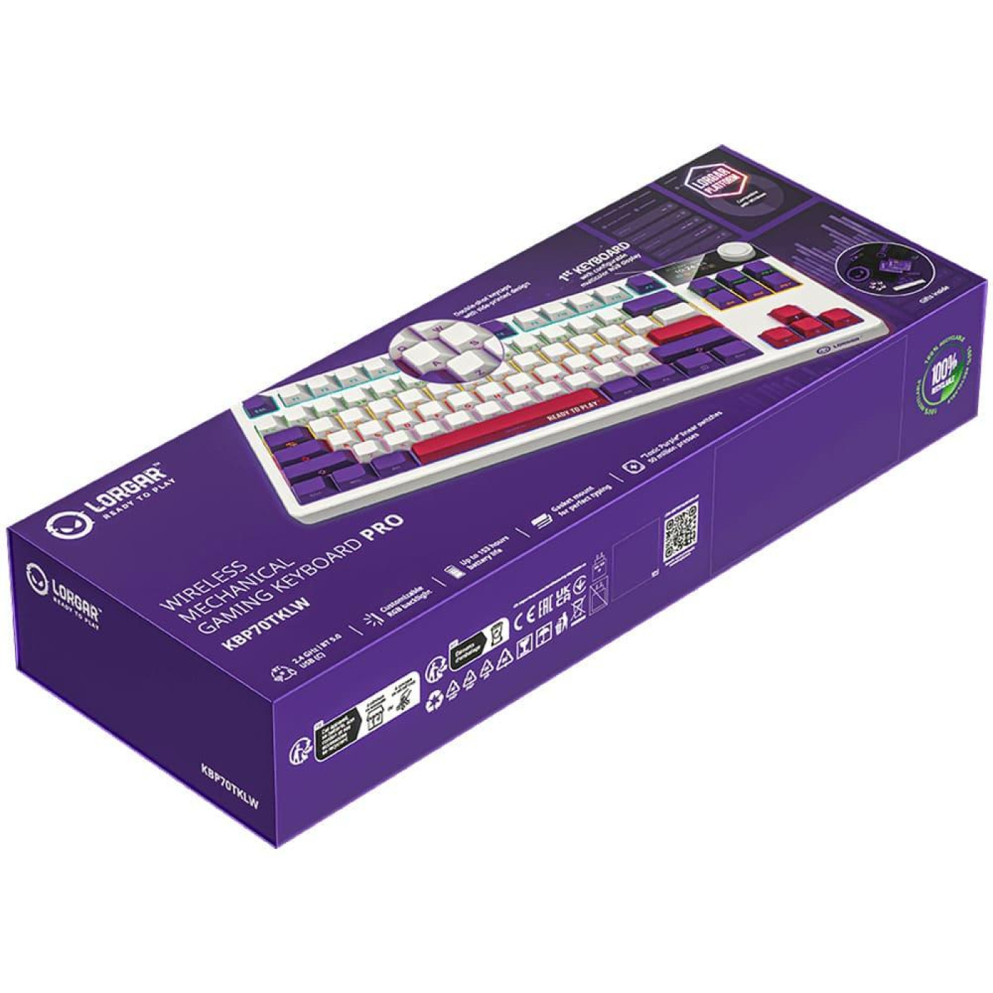 Клавіатура Lorgar KBP70TKLW Pro Wireless TKL EN/UA White (LRG-KBP70TKLW-WH-US)