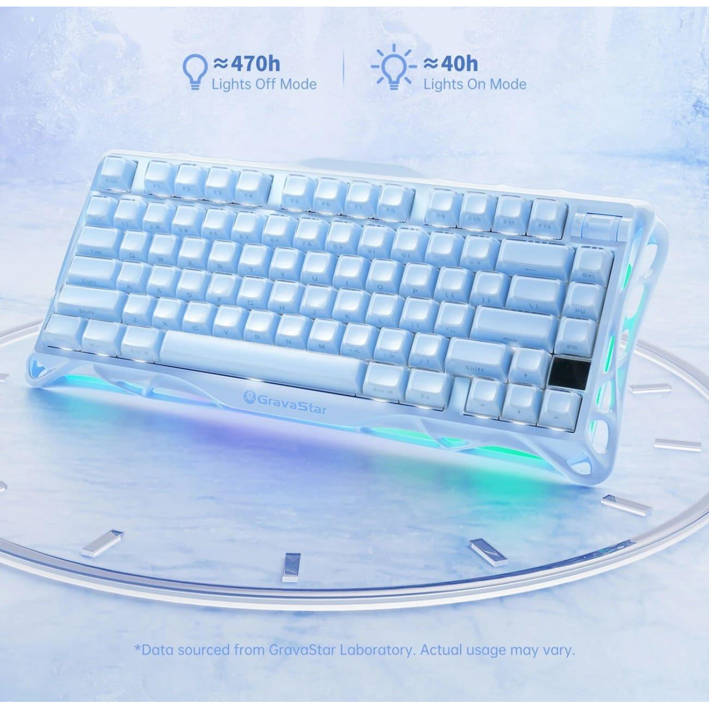 Клавіатура GravaStar Mercury K1 80keys Kailh Cheery Pink EN BT/WL/USB Ice Blue (GSK1_BLU)